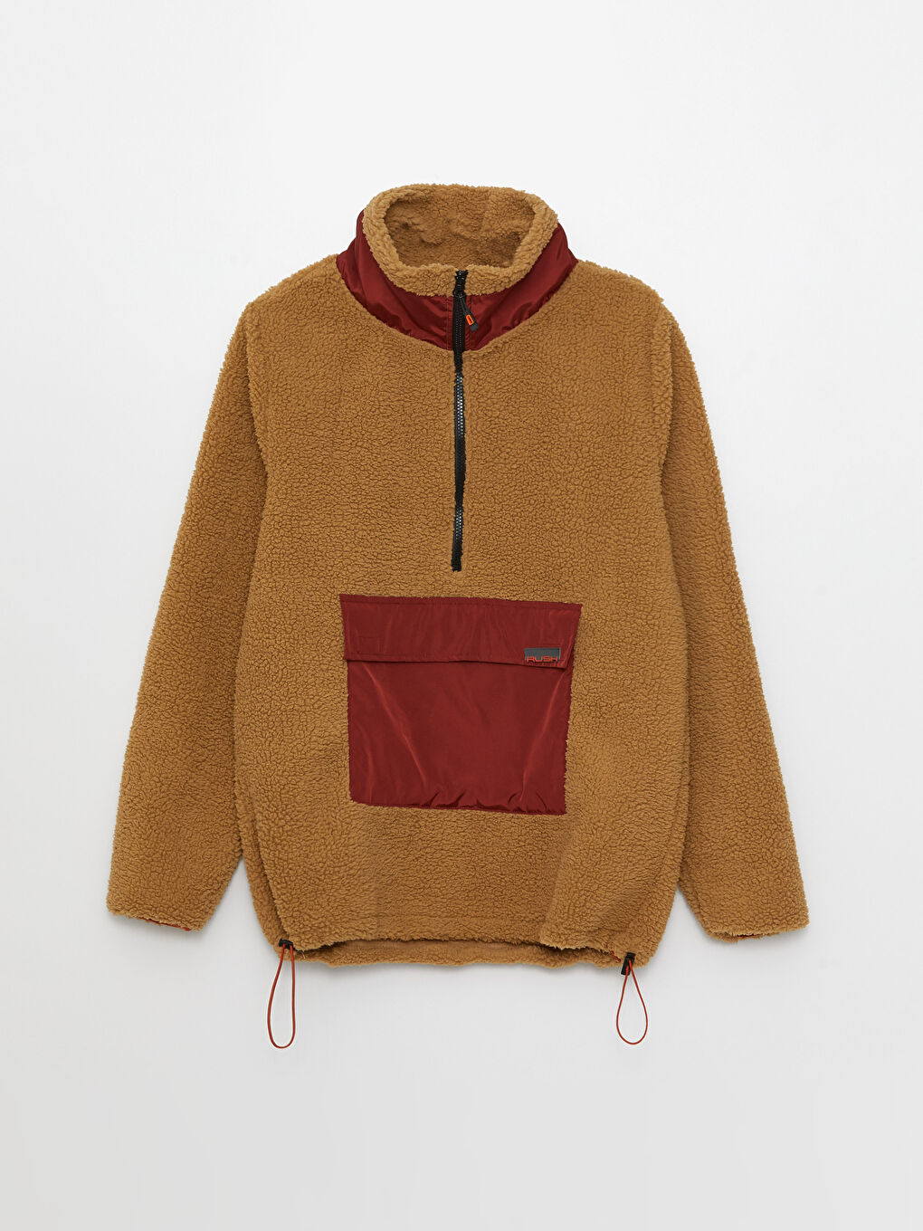 Толстовка с воротником-трубой и длинным рукавом из плюша для мужчин-1