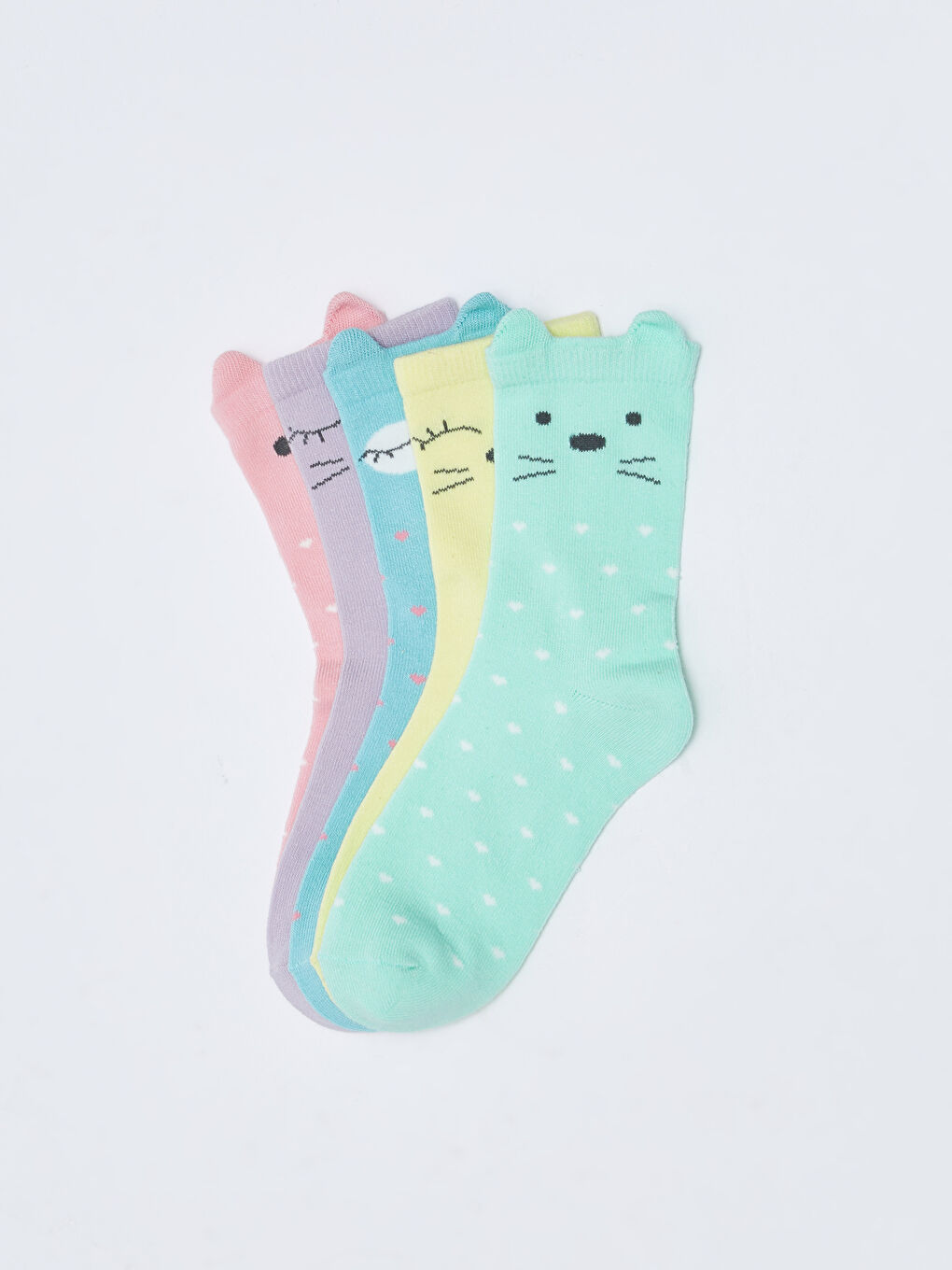 Patterned Girls' Ankle Socks 5 Pack
