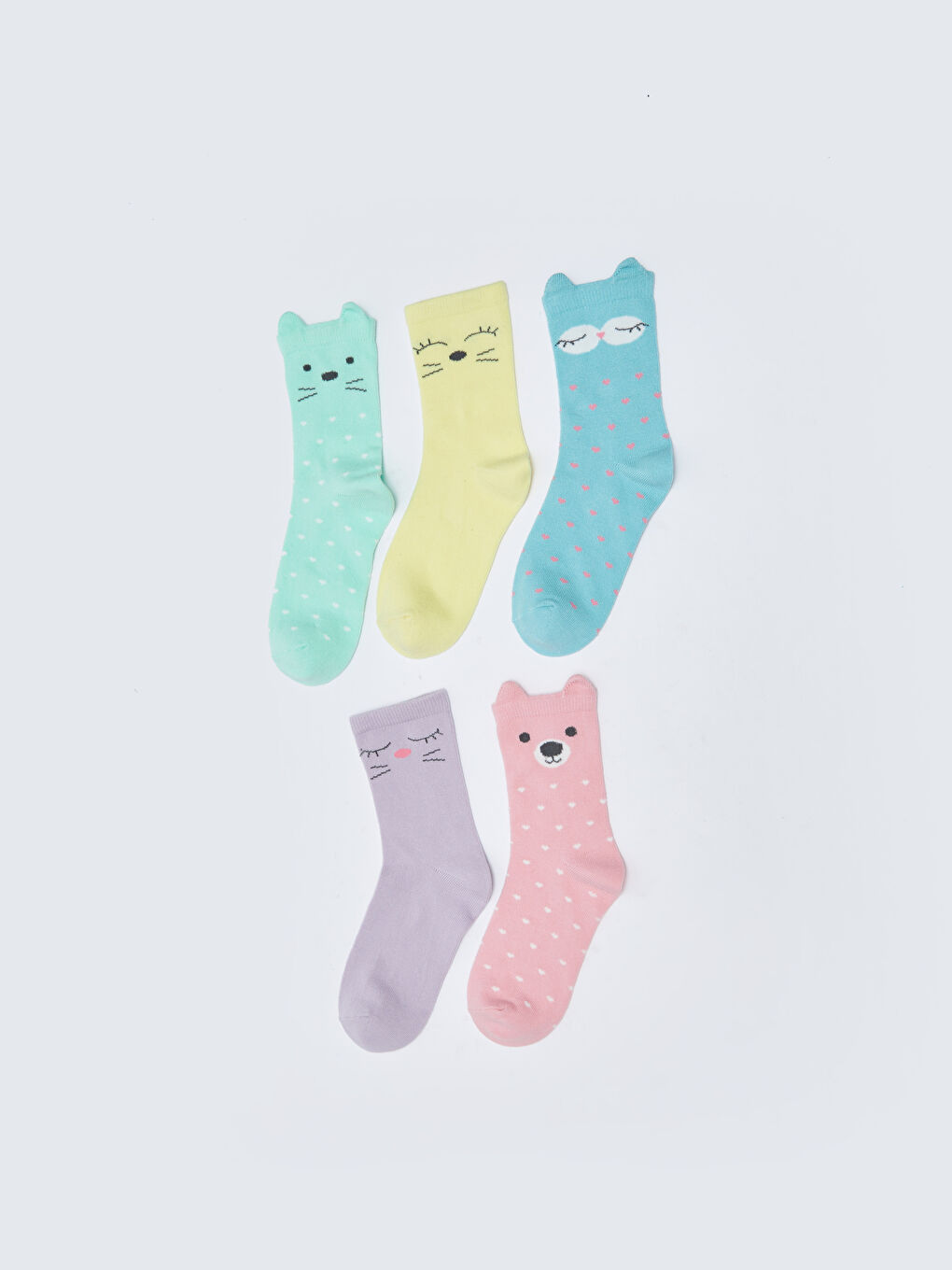 Patterned Girls' Ankle Socks 5 Pack-1