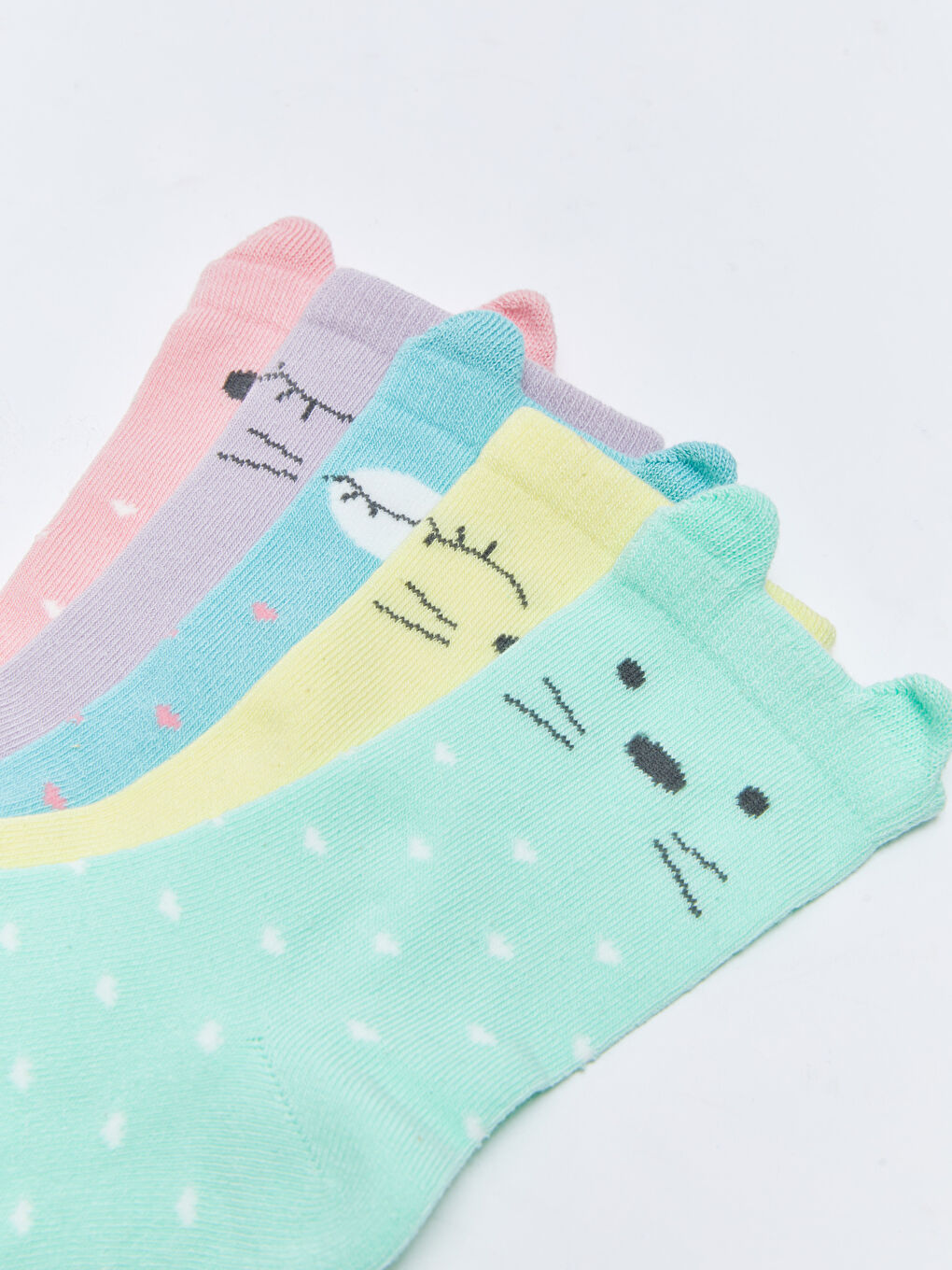 Patterned Girls' Ankle Socks 5 Pack-2