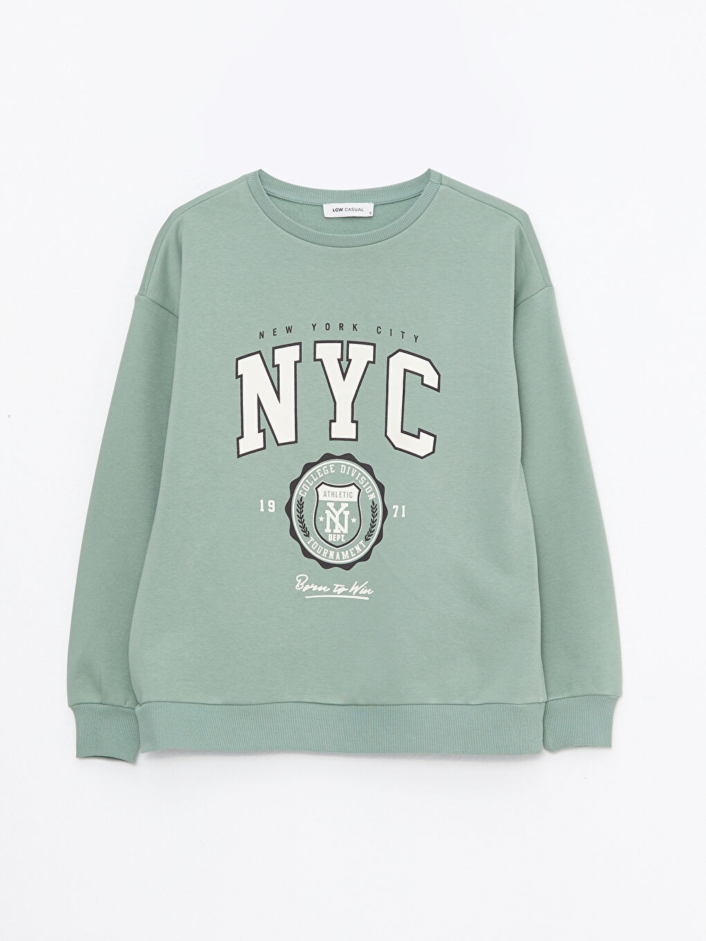Crew Neck Printed Women's Thick Sweatshirt-5