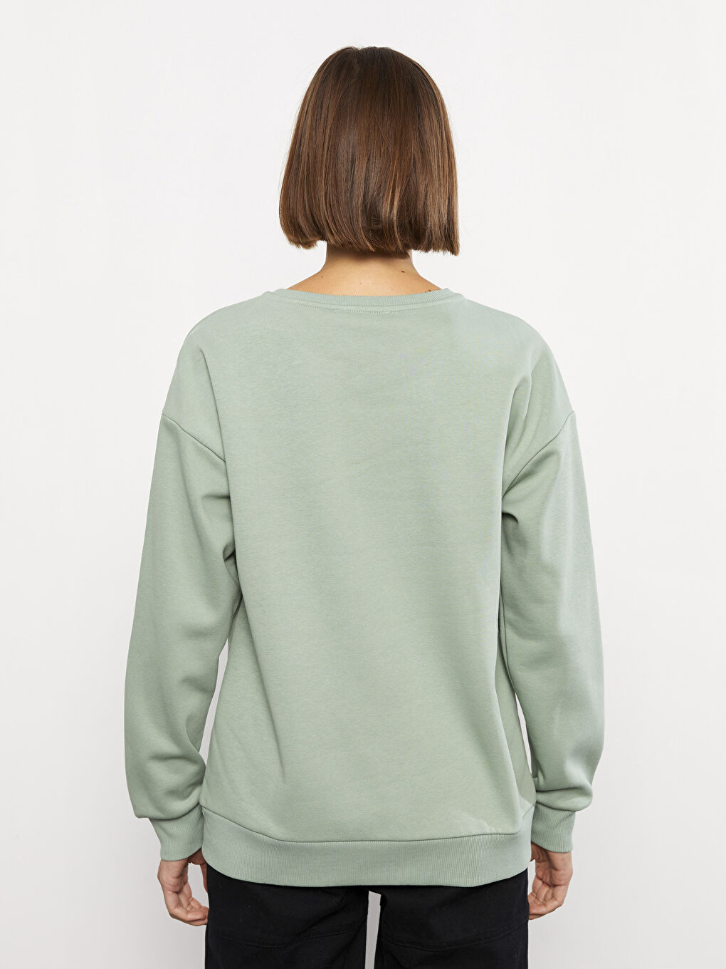 Crew Neck Printed Women's Thick Sweatshirt-4