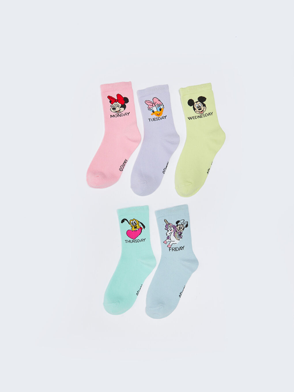 Pembe Minnie Mouse Desenli Kız Çocuk Soket Çorap 5'li