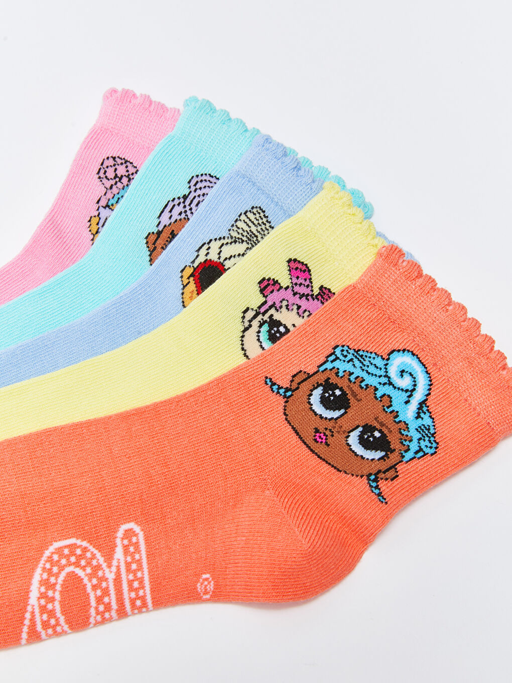 Pembe LOL Surprise OMG Lisanslı Kız Çocuk Soket Çorap 5'li-3