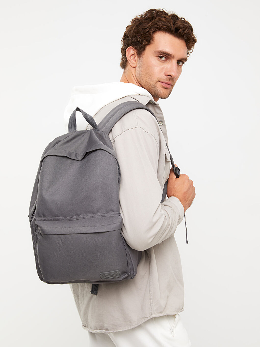 Gri Düz Erkek Sırt Çantası