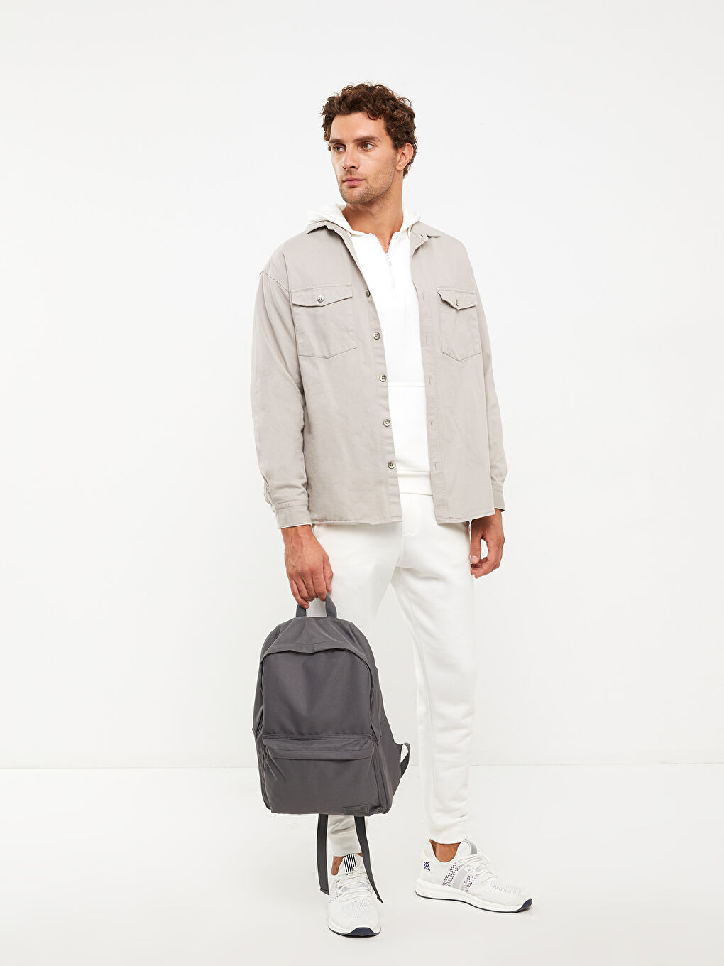 Gri Düz Erkek Sırt Çantası-2