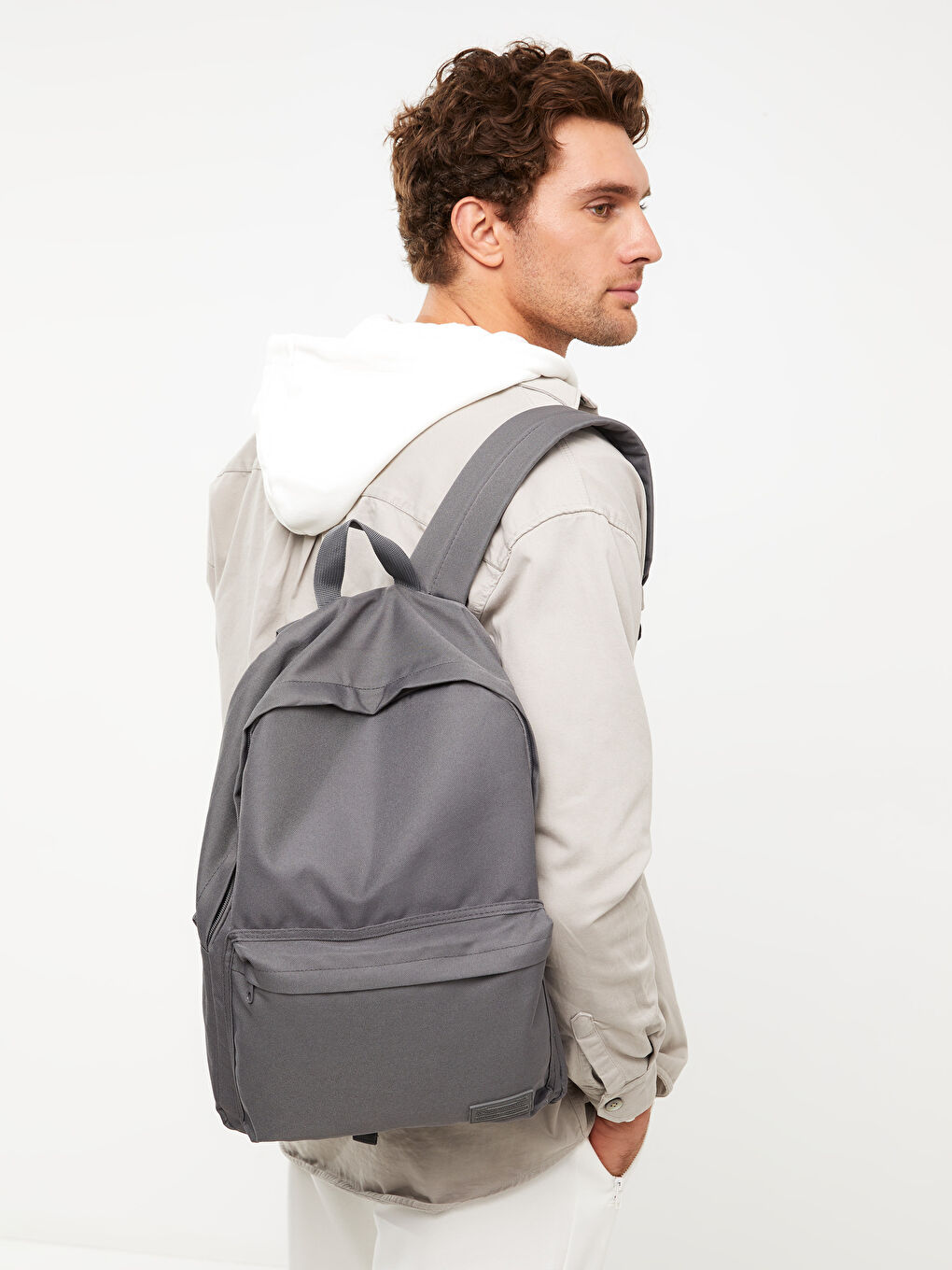 Gri Düz Erkek Sırt Çantası-1
