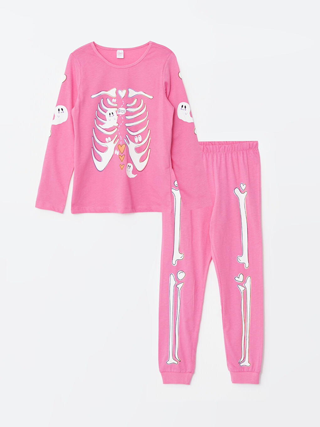 Пижамный комплект с круглым вырезом, с принтом, с длинным рукавом, для девочек