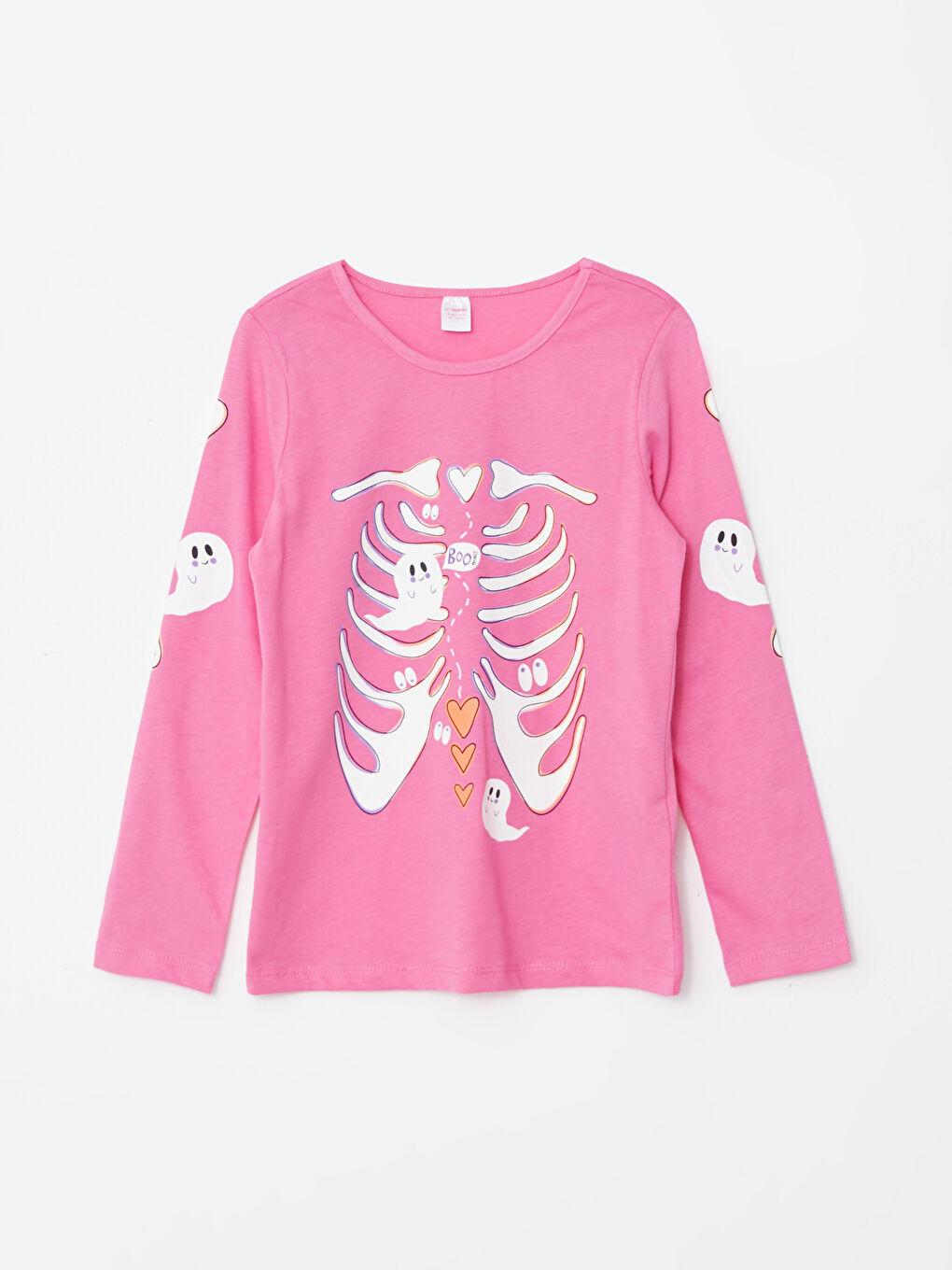 Пижамный комплект с круглым вырезом, с принтом, с длинным рукавом, для девочек-1