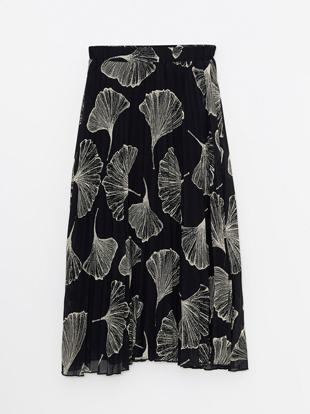 Elasticated Waist Patterned Pleated Chiffon Women's Skirt-4