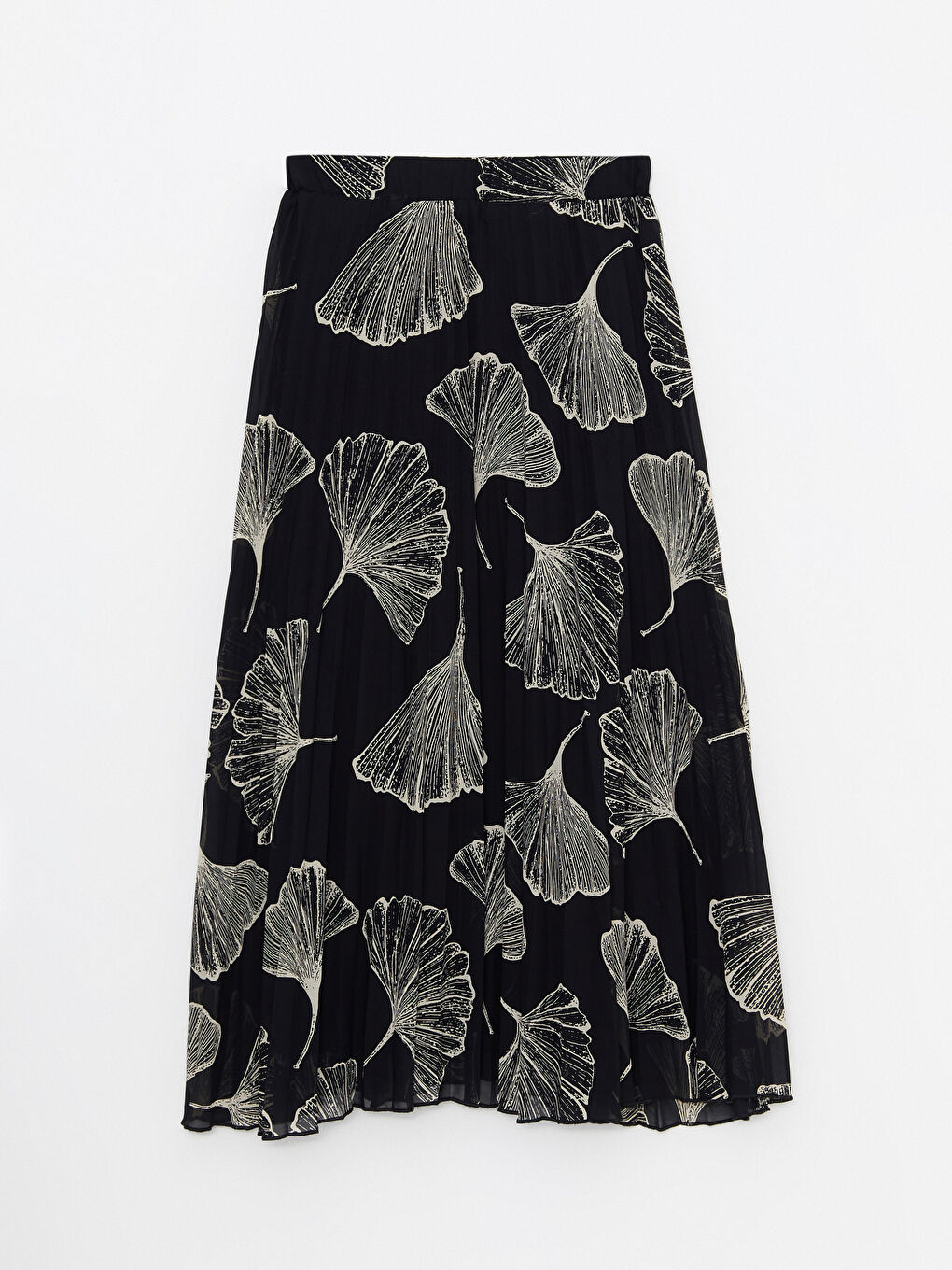 Elasticated Waist Patterned Pleated Chiffon Women's Skirt-5