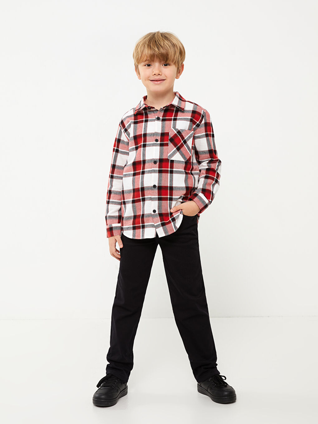 LCW Kids Plaid Boys' Flannel Shirt -W2CY85Z4-LME