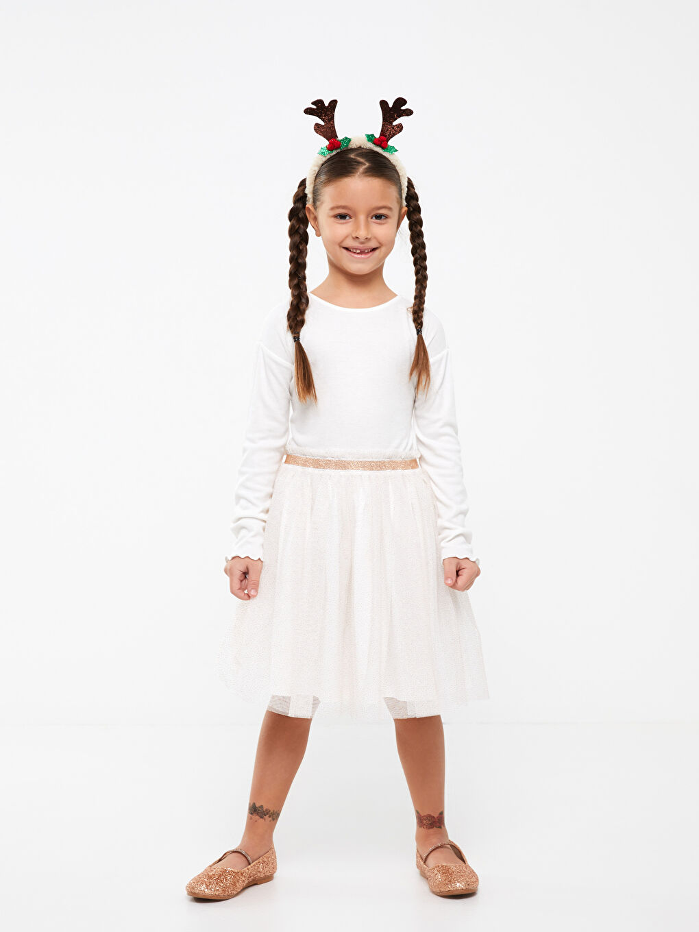 Robe Basique à Manches Longues pour Filles avec Col Rond-1