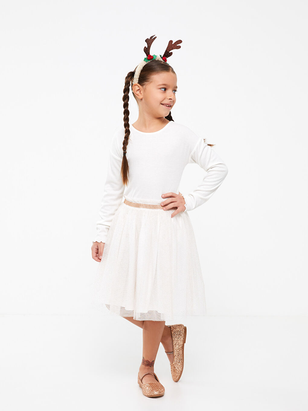 Robe Basique à Manches Longues pour Filles avec Col Rond-2