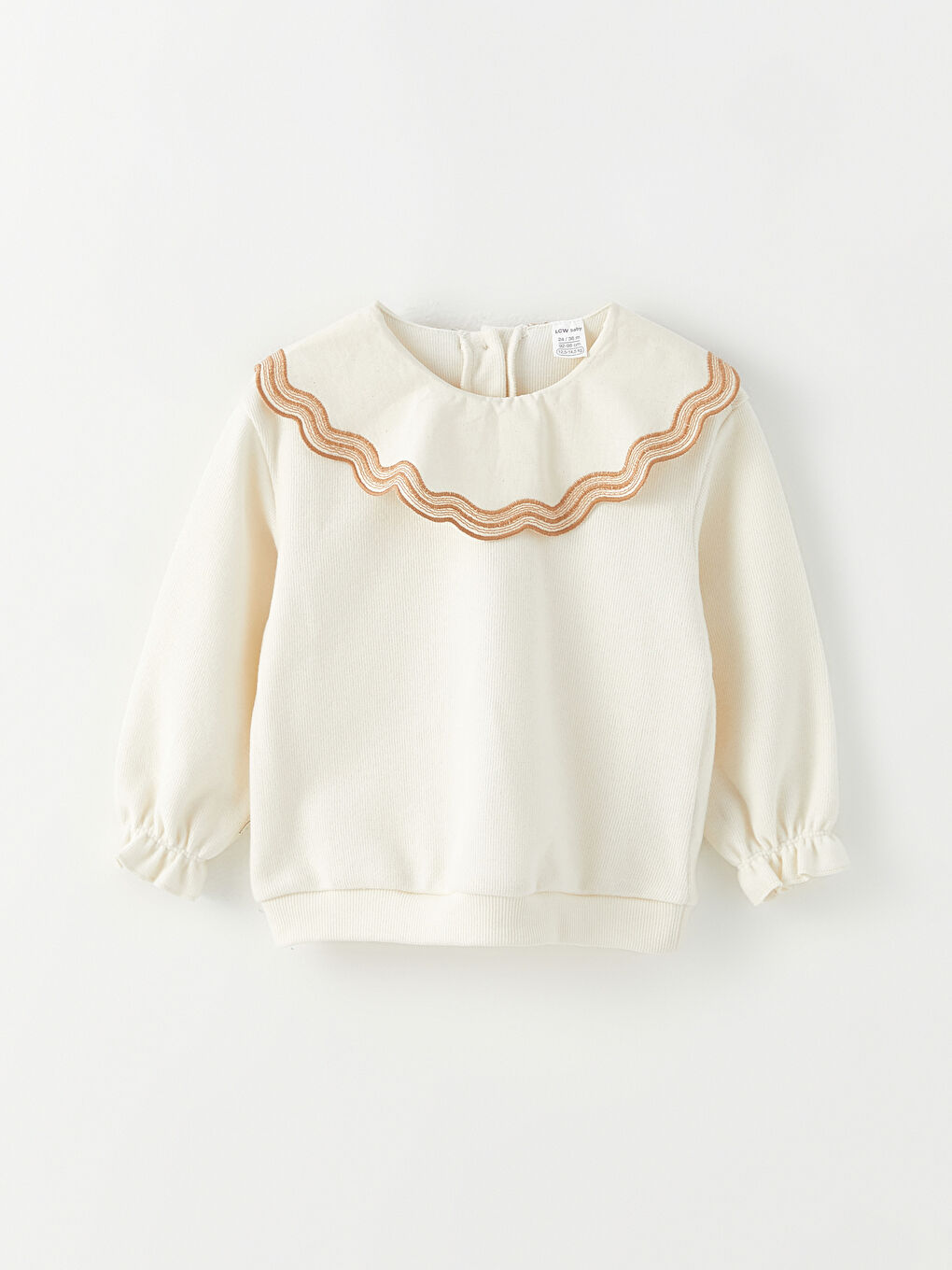 【新品未使用】baby frill wool like shirt jacket LCW baby Crew Neck Long Sleeve Embroidery Detailed Baby Girl