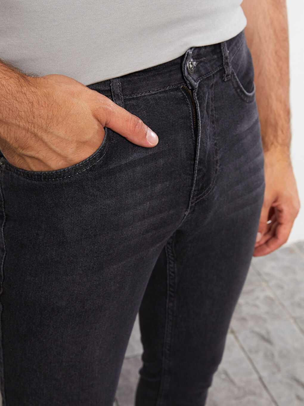 Gri 750 Slim Fit Erkek Jean Pantolon-3