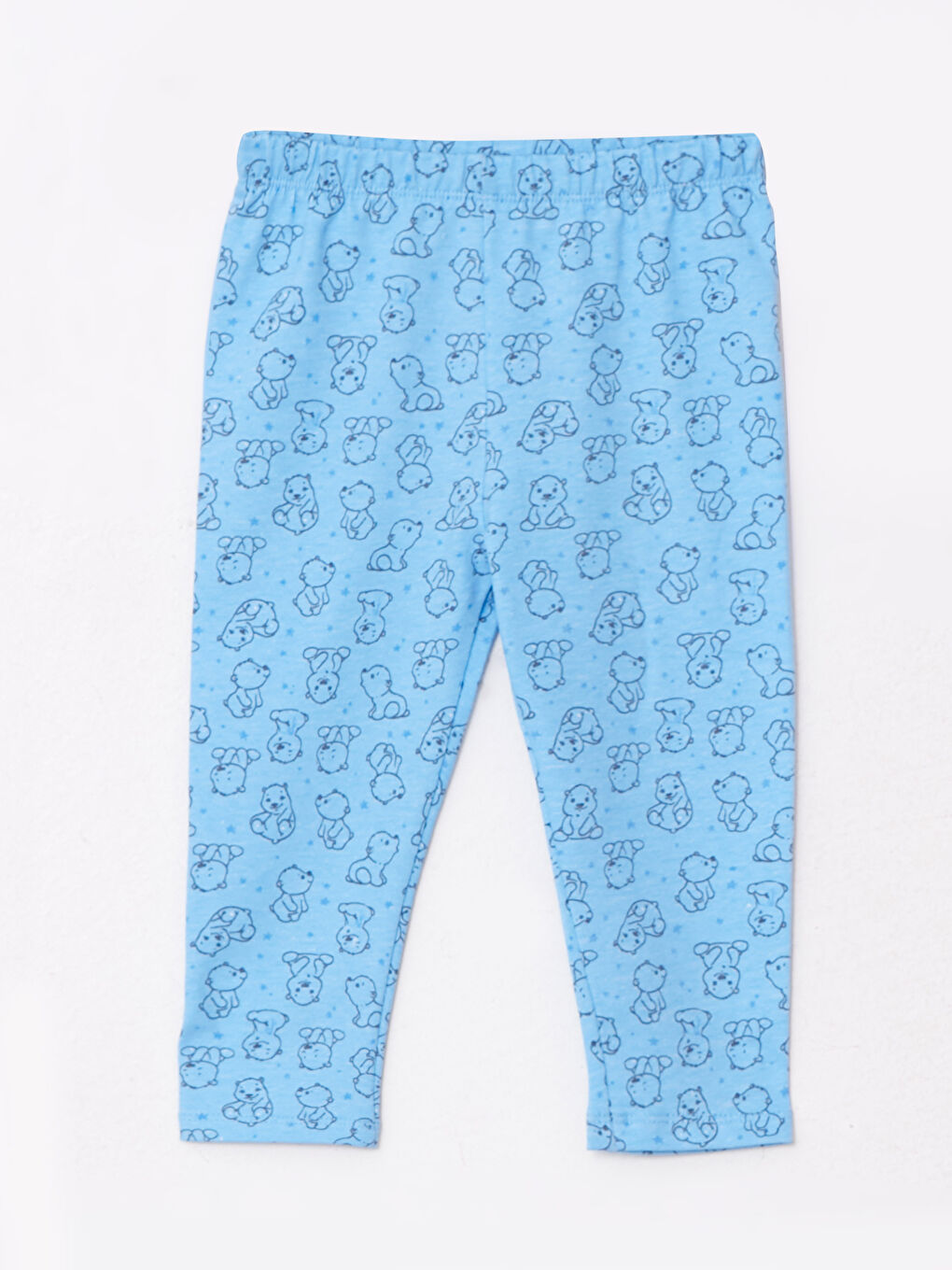 Mavi Beli Lastikli Baskılı Kız Bebek Pijama Alt