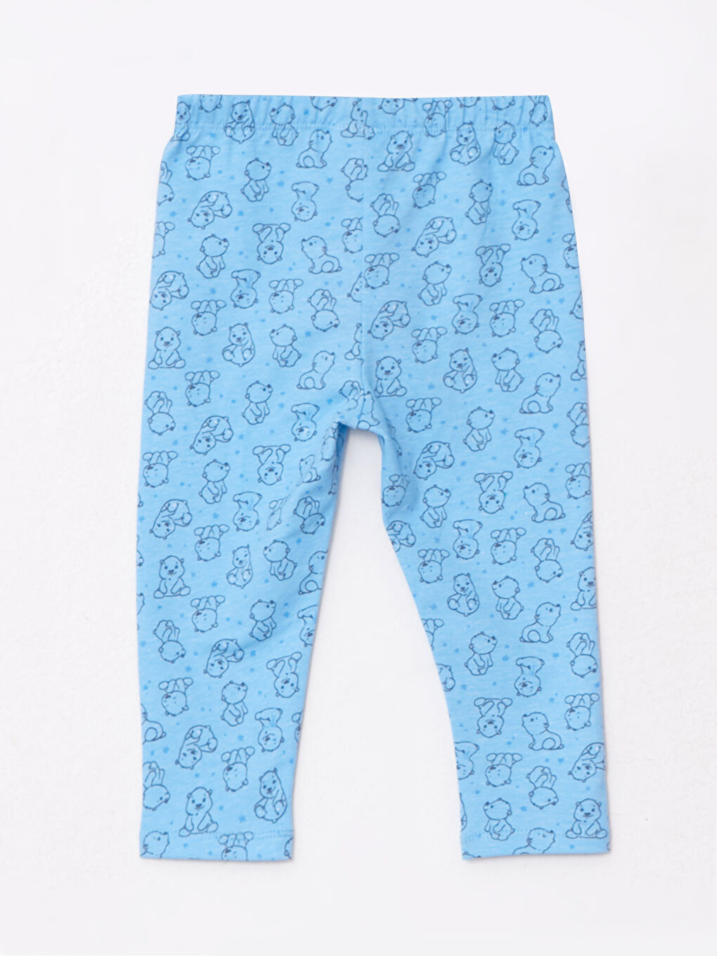 Mavi Beli Lastikli Baskılı Kız Bebek Pijama Alt-1