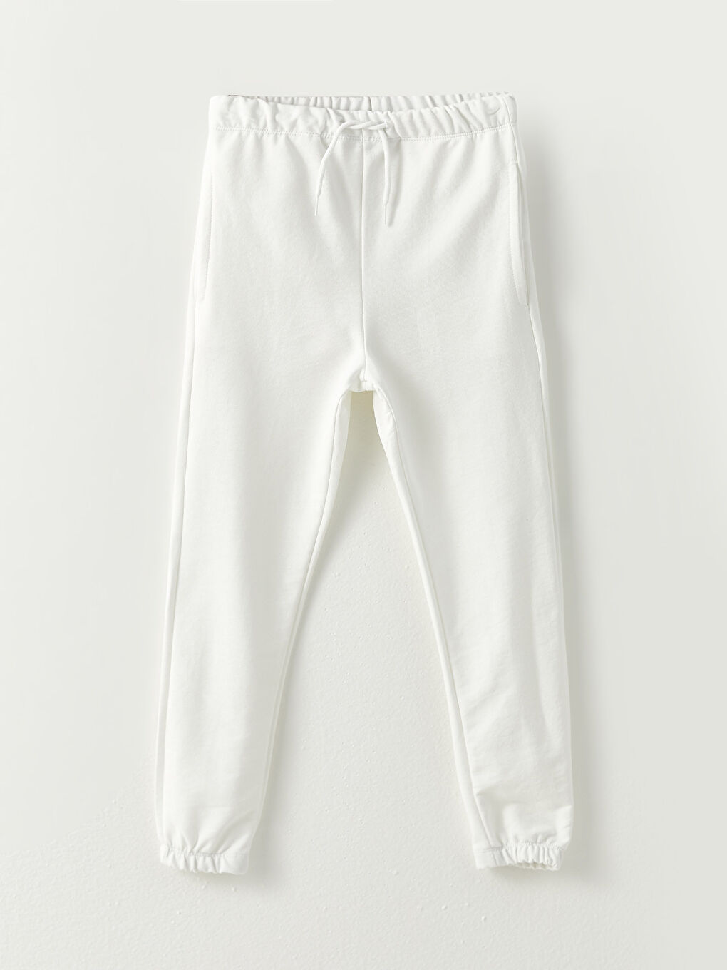 Beyaz Beli Lastikli Basic Erkek Çocuk Jogger Eşofman Altı