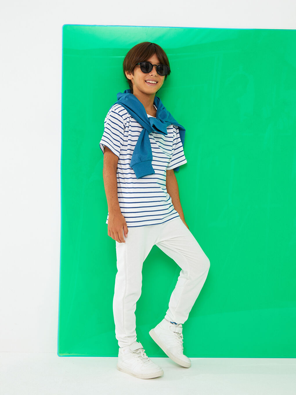 Ekru Beli Lastikli Basic Erkek Çocuk Jogger Eşofman Altı-1