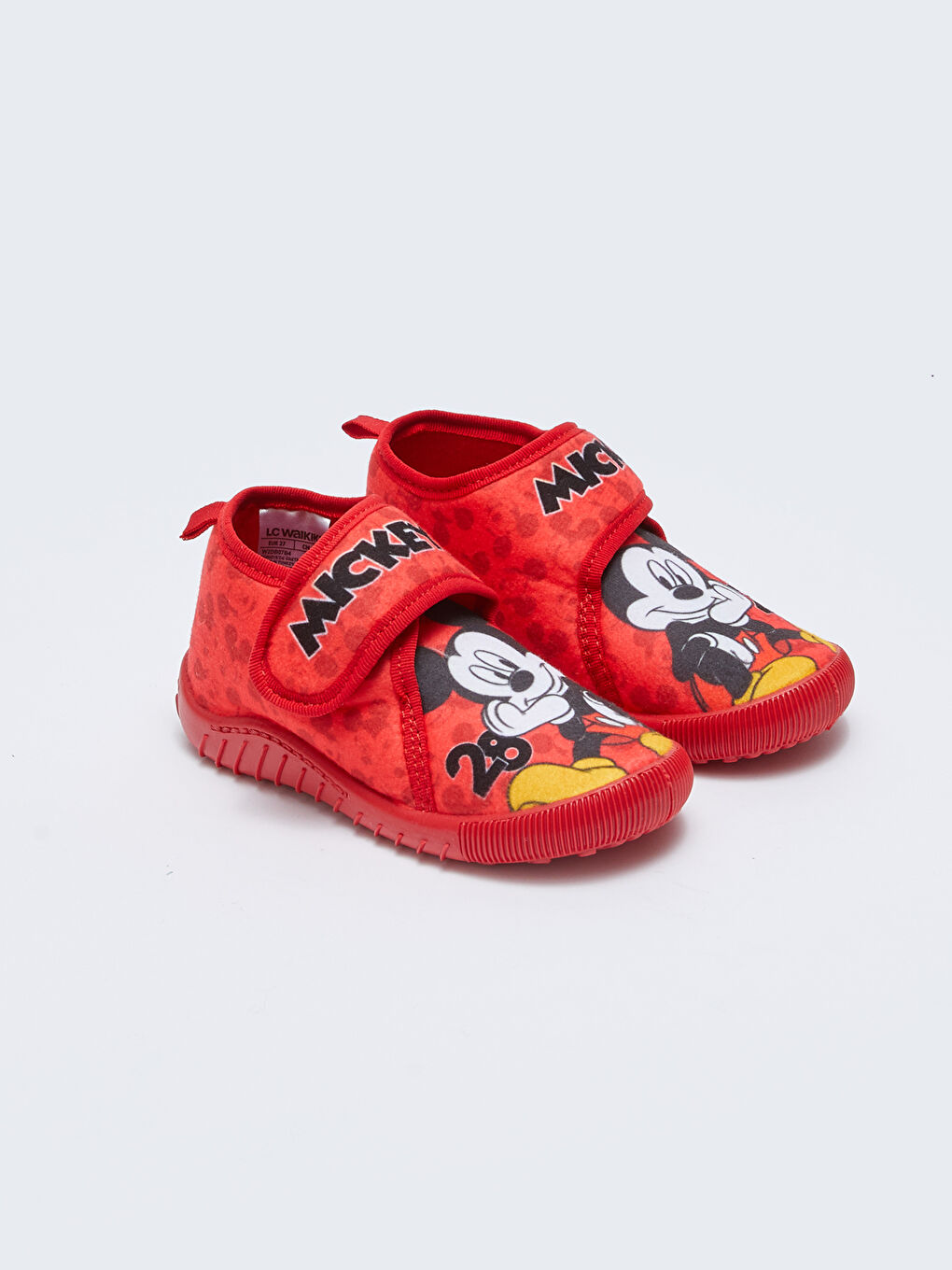 Kırmızı Mickey Mouse Lisanslı Cırt Cırtlı Erkek Çocuk Panduf