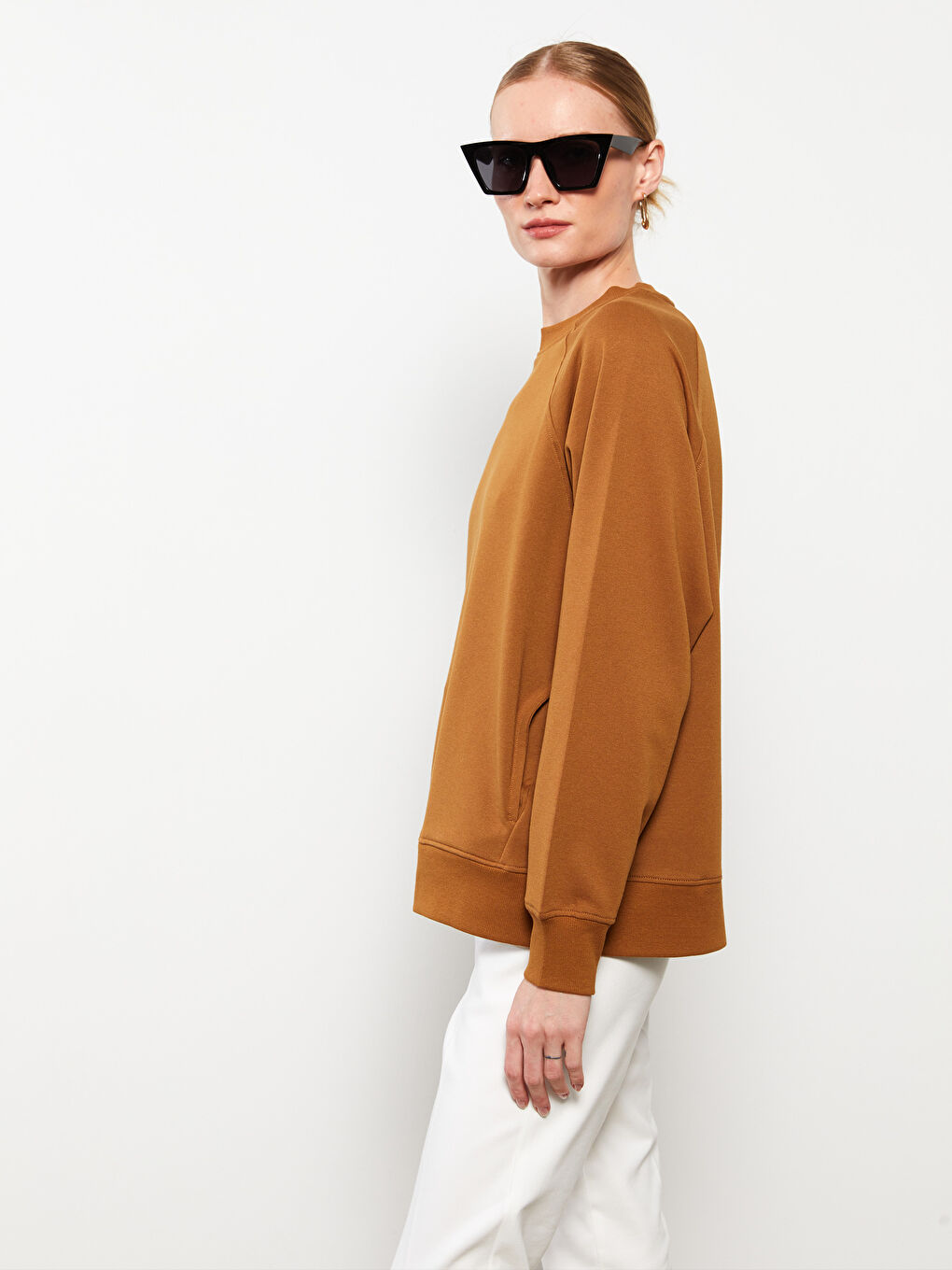 LCWAIKIKI Basic Crew Neck Plain Long Sleeve Women's Sweatshirt -W2DB34Z8-H4M