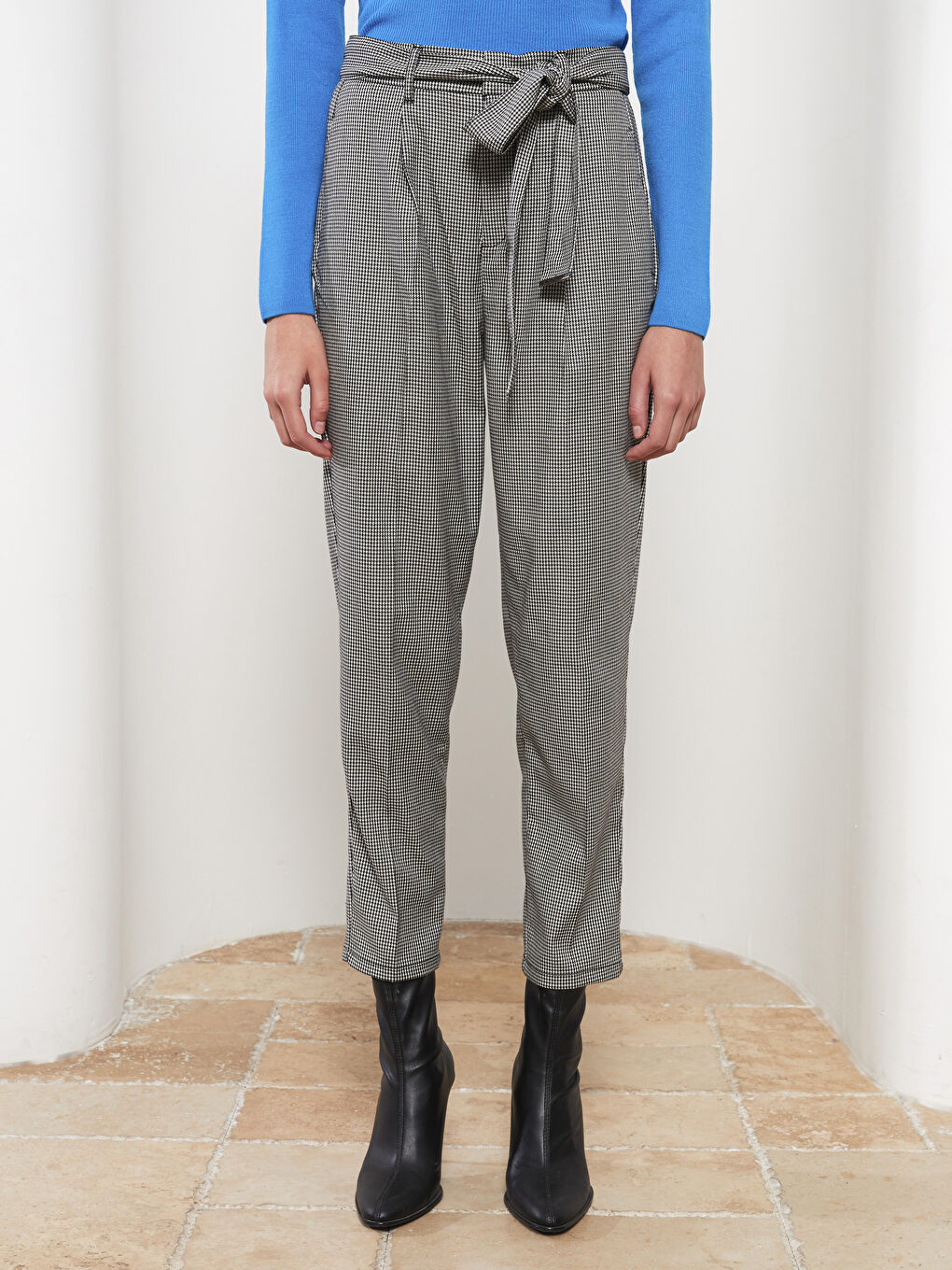 әйелдерге арналған жоғары бел стандартты пішім принтті шалбар-2