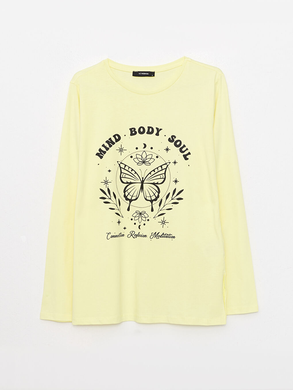 Футболка с круглым вырезом, с принтом, с длинным рукавом, из хлопка, для женщин-5