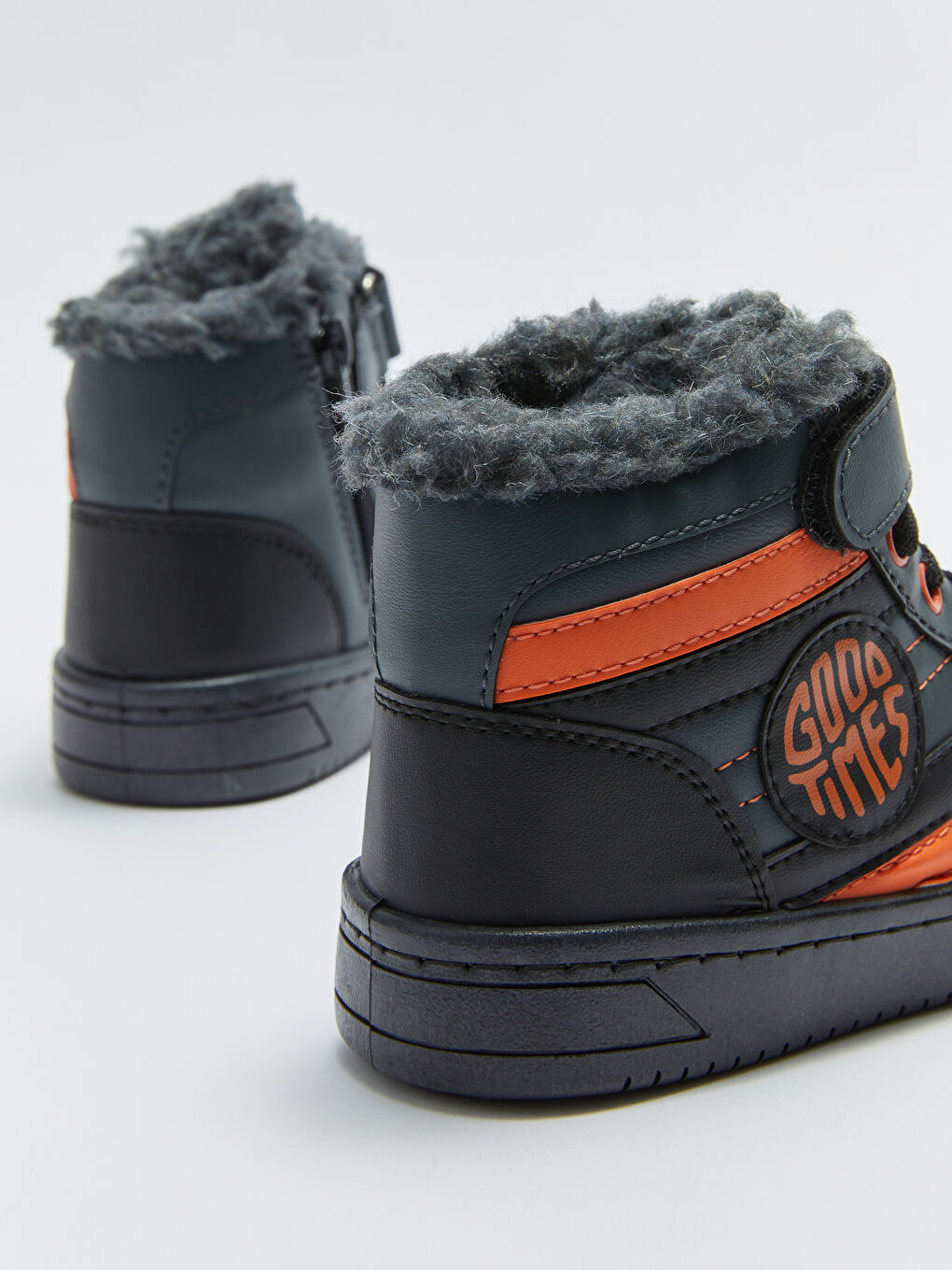 Antrasit Baskılı Cırt Cırt ve Fermuar Kapamalı Erkek Çocuk Bot-4