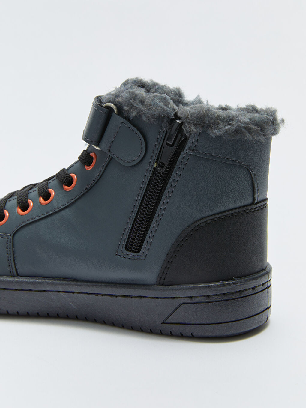 Antrasit Baskılı Cırt Cırt ve Fermuar Kapamalı Erkek Çocuk Bot-5