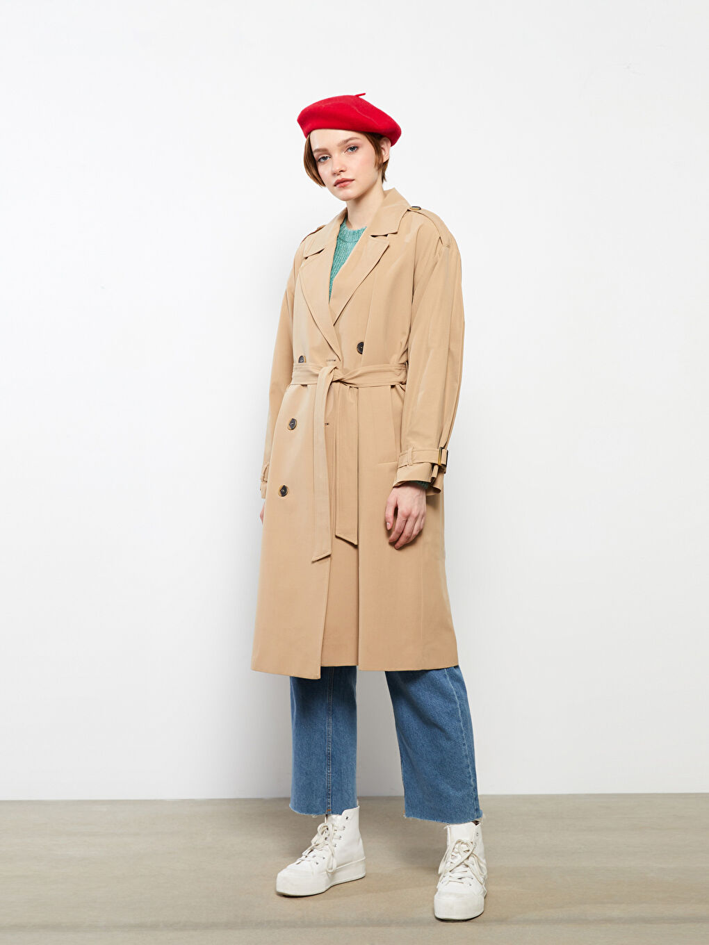 Kırmızı Düz Kaşe Kadın Ressam Şapkası-1