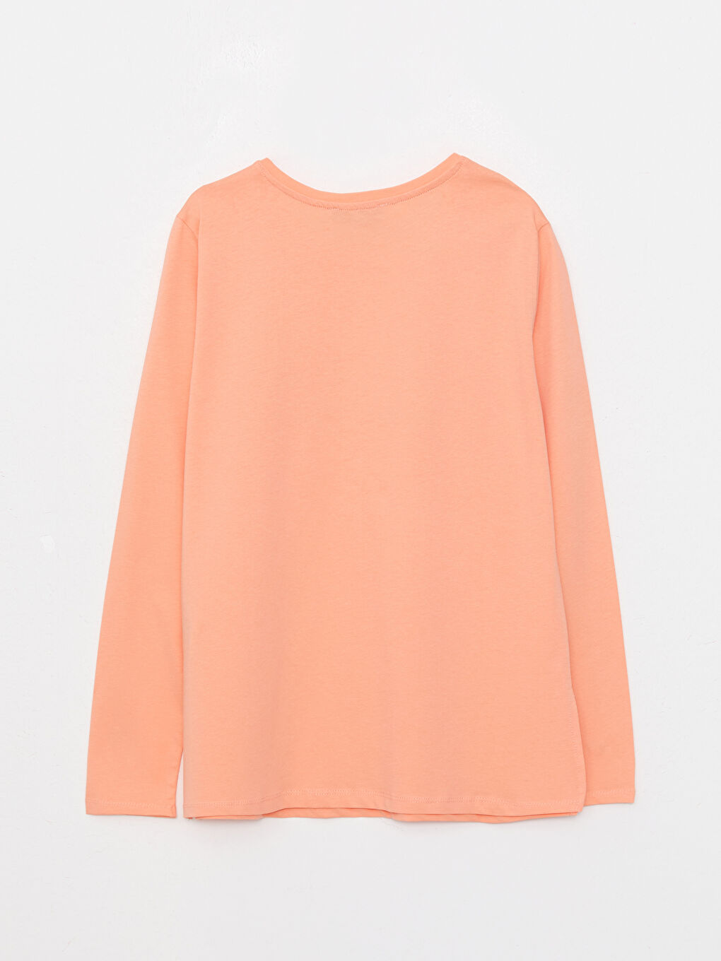 Mercan Bisiklet Yaka Baskılı Uzun Kollu Pamuklu Kadın Tişört-6