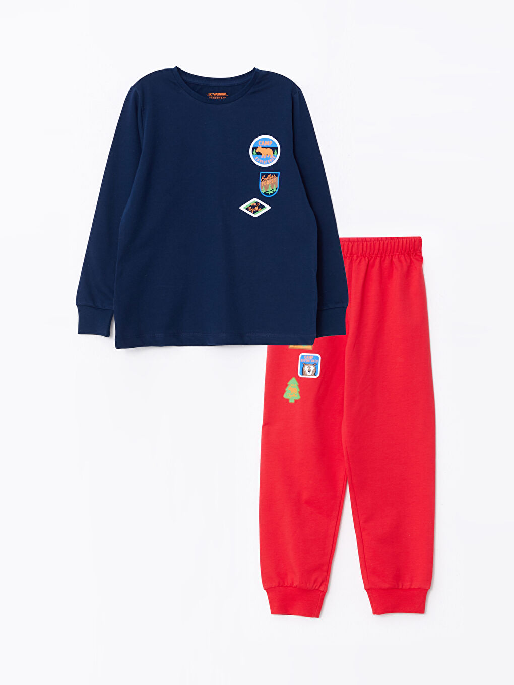 Crew Neck Printed Long Sleeve Boys' Pyjama Set