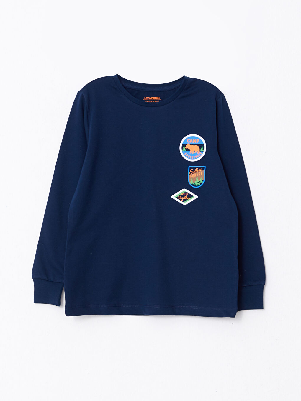Crew Neck Printed Long Sleeve Boys' Pyjama Set-1