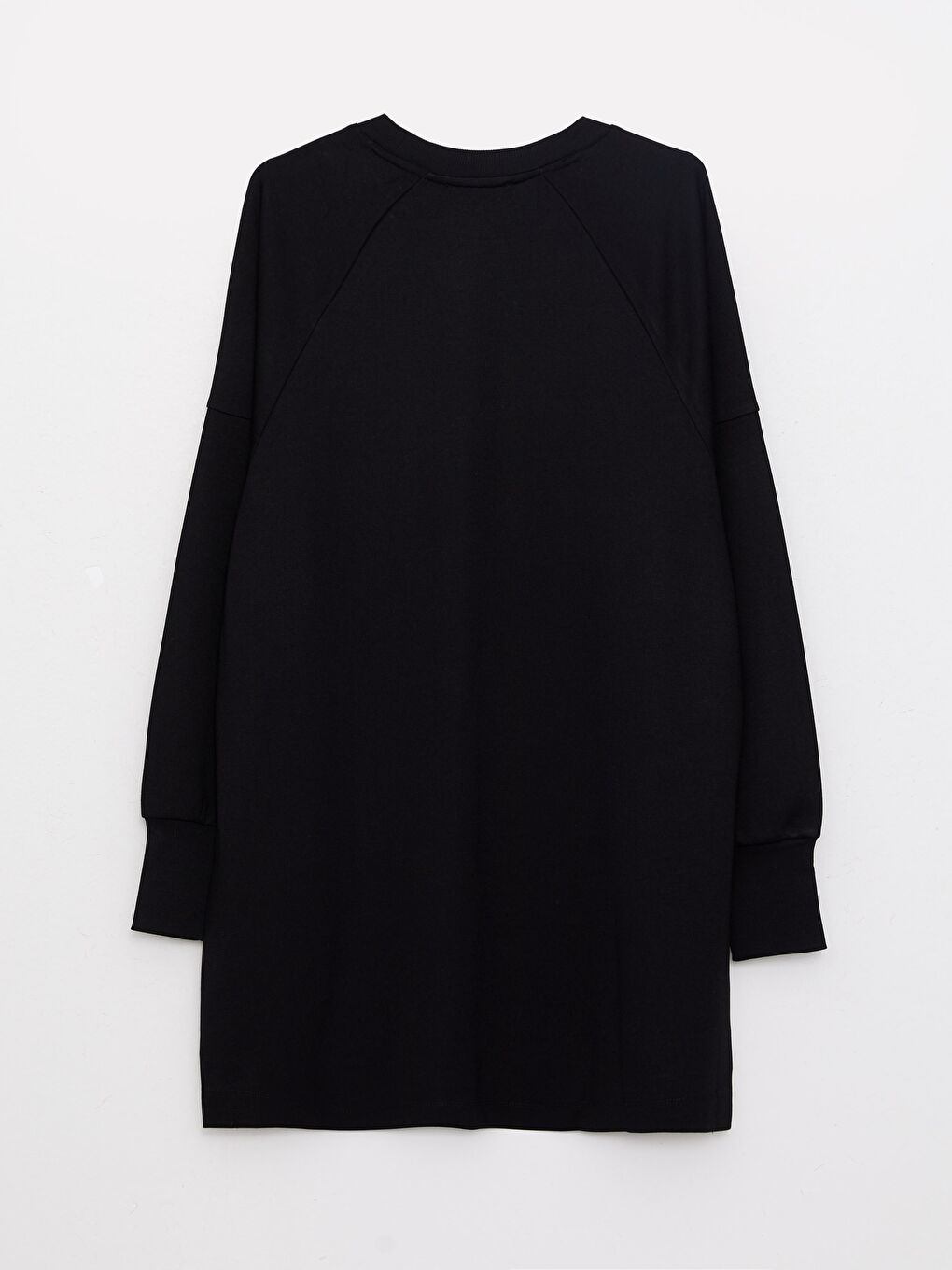 Siyah Bisiklet Yaka Düz Uzun Kollu Oversize Kadın Tunik-7