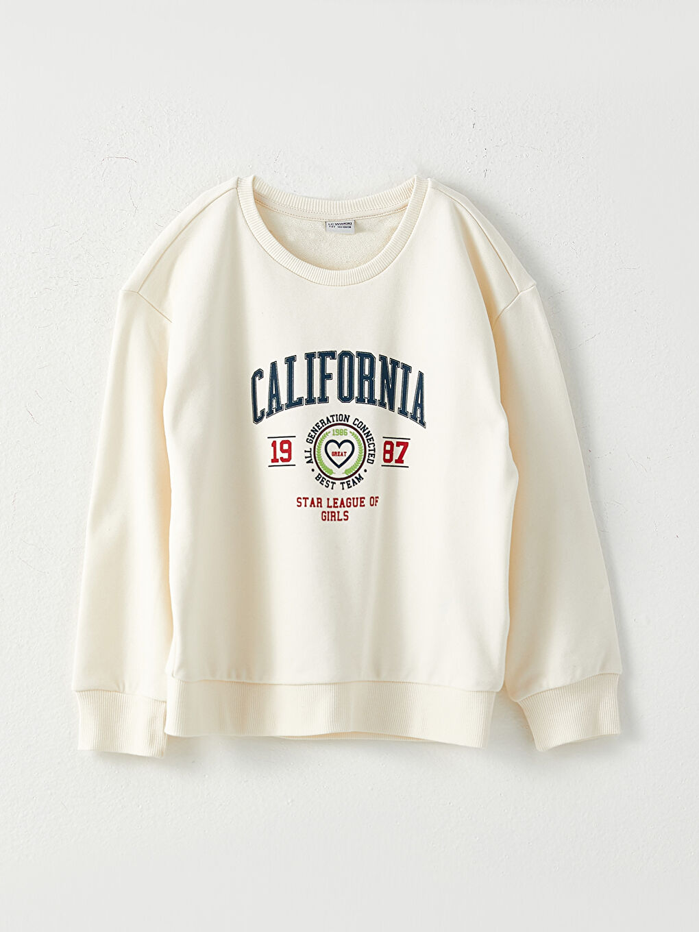 LCW Kids Crew Neck Printed Long Sleeve Girls' Sweatshirt -W2DB90Z4-FRC