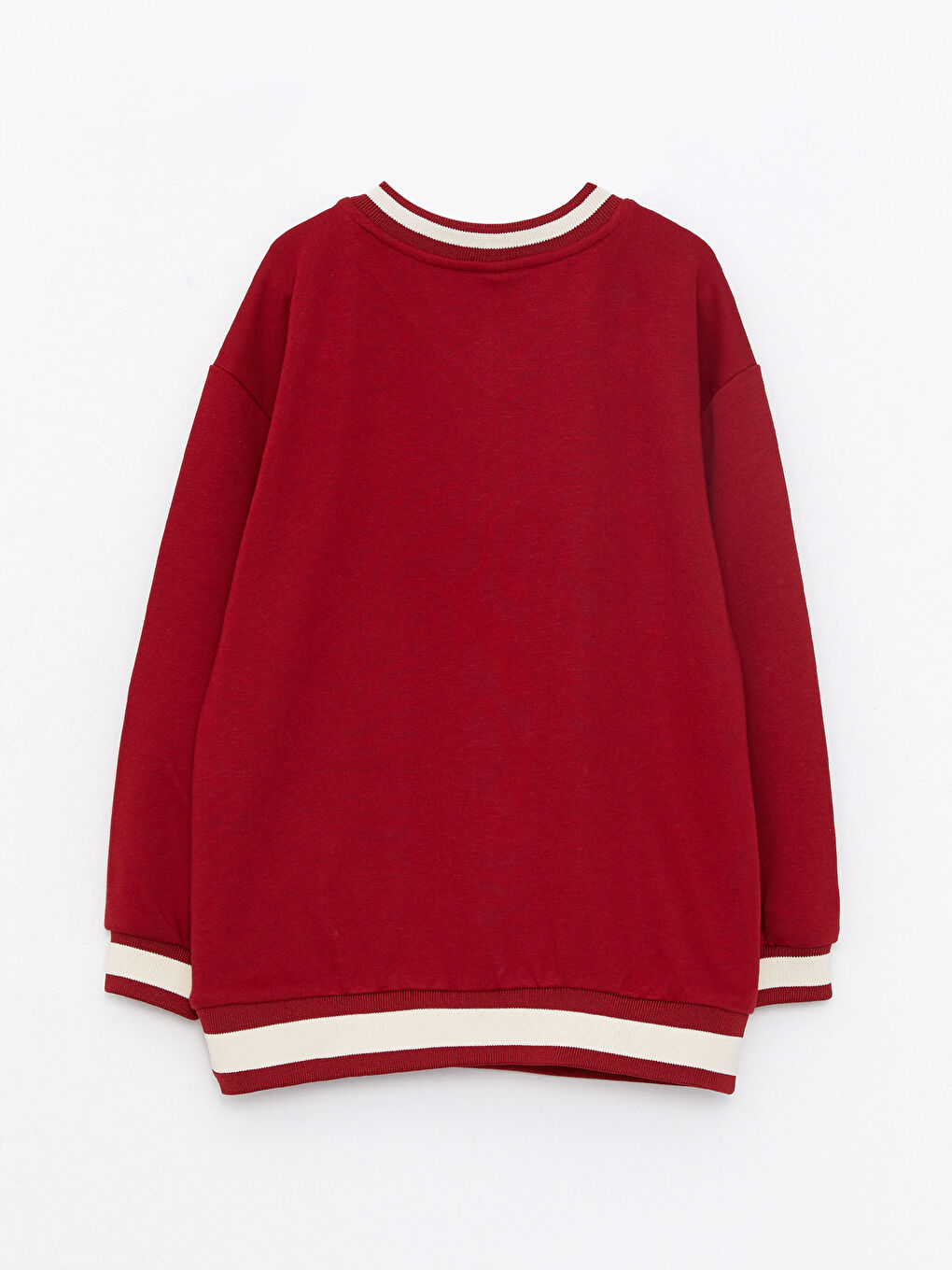 Kırmızı V Yaka Baskılı Uzun Kollu Kız Çocuk Sweatshirt-1