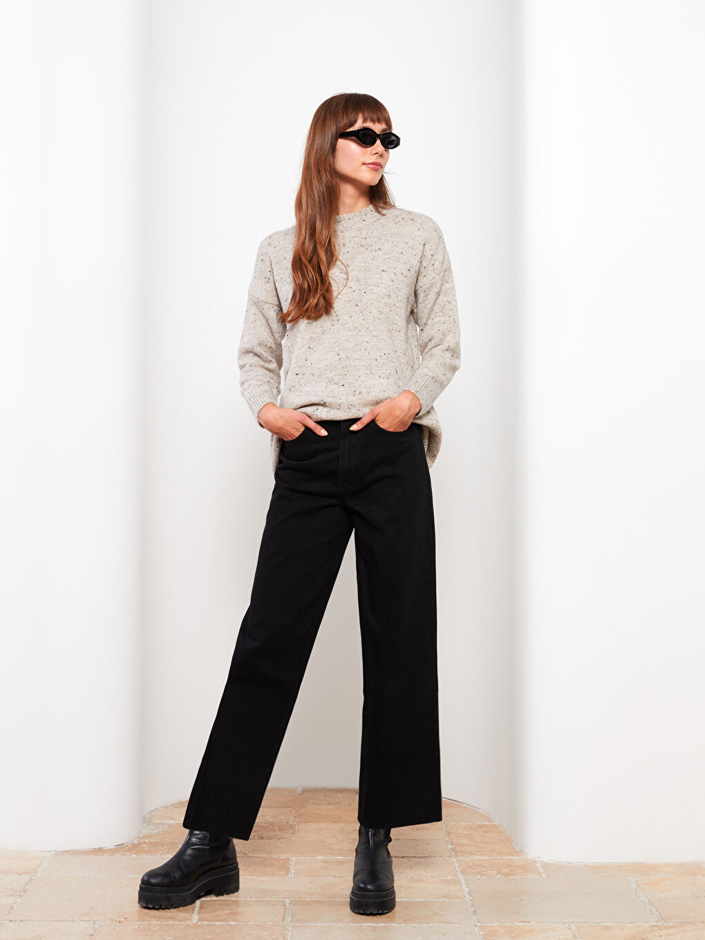 Women's Wideleg Regular Denim Trousers-1