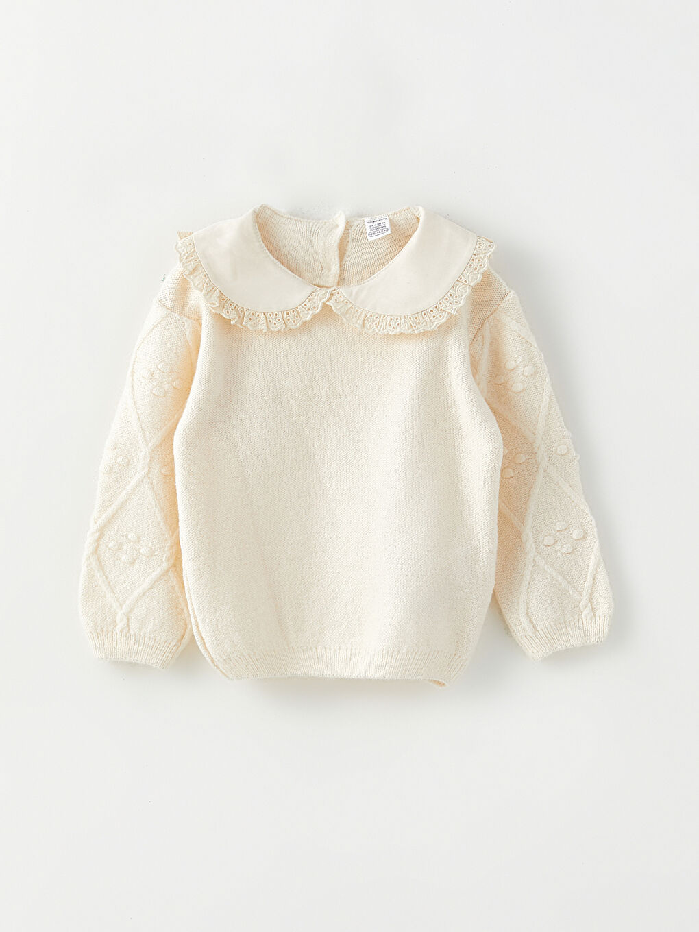 Pulover Tricotat Auto-Modelat,Cu Guler Bebe Şi Cu Mânecă Lungă,Pentru Bebeluşii Fetițe-3