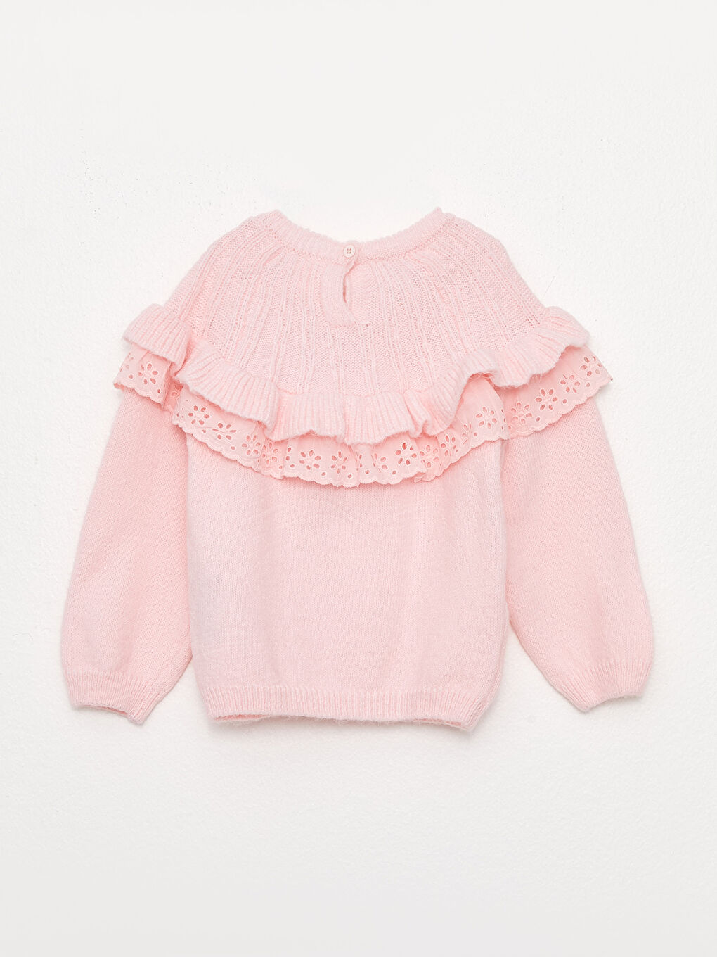 Дөңгелек жағалы ұзын жеңді қыз бала трикотаж жемпір-1