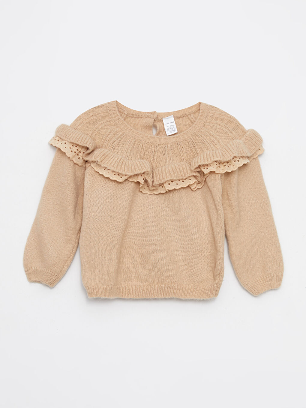 Bej Bisiklet Yaka Uzun Kollu Kız Bebek Triko Kazak