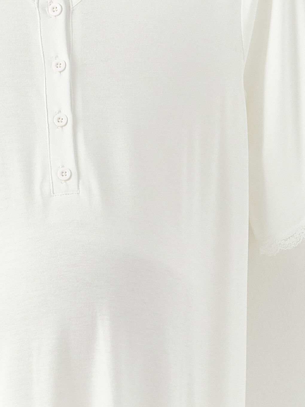 Ekru V Yaka Nakışlı Kısa Kollu Hamile Gecelik-6