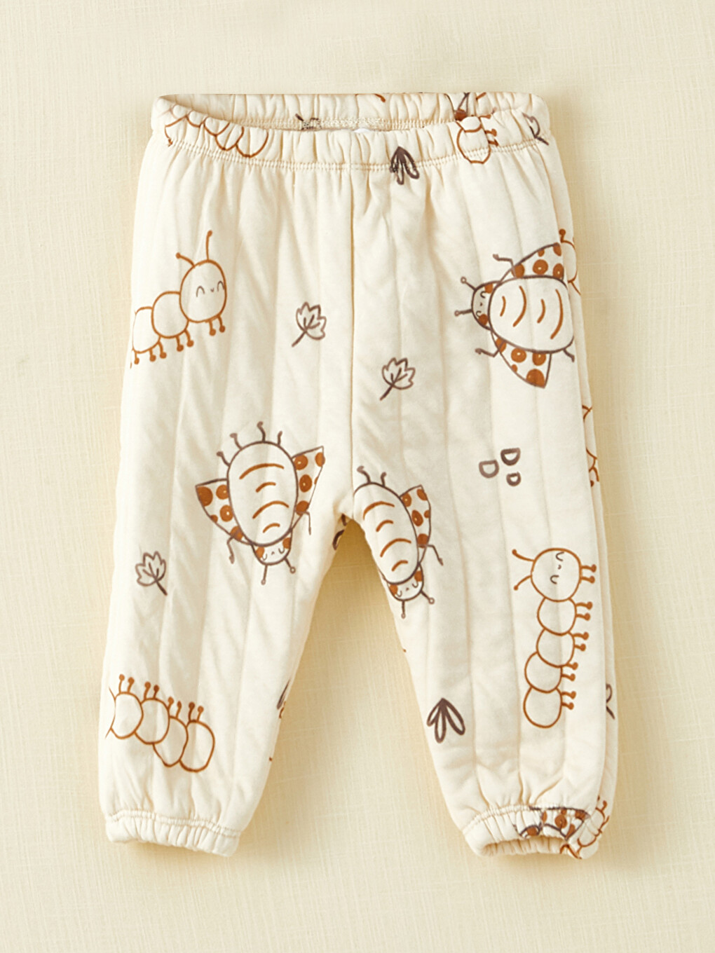 Ekru Bisiklet Yaka Uzun Kollu Baskılı Organik Pamuklu Erkek Bebek Sweatshirt ve Pantolon 2'li Takım-2