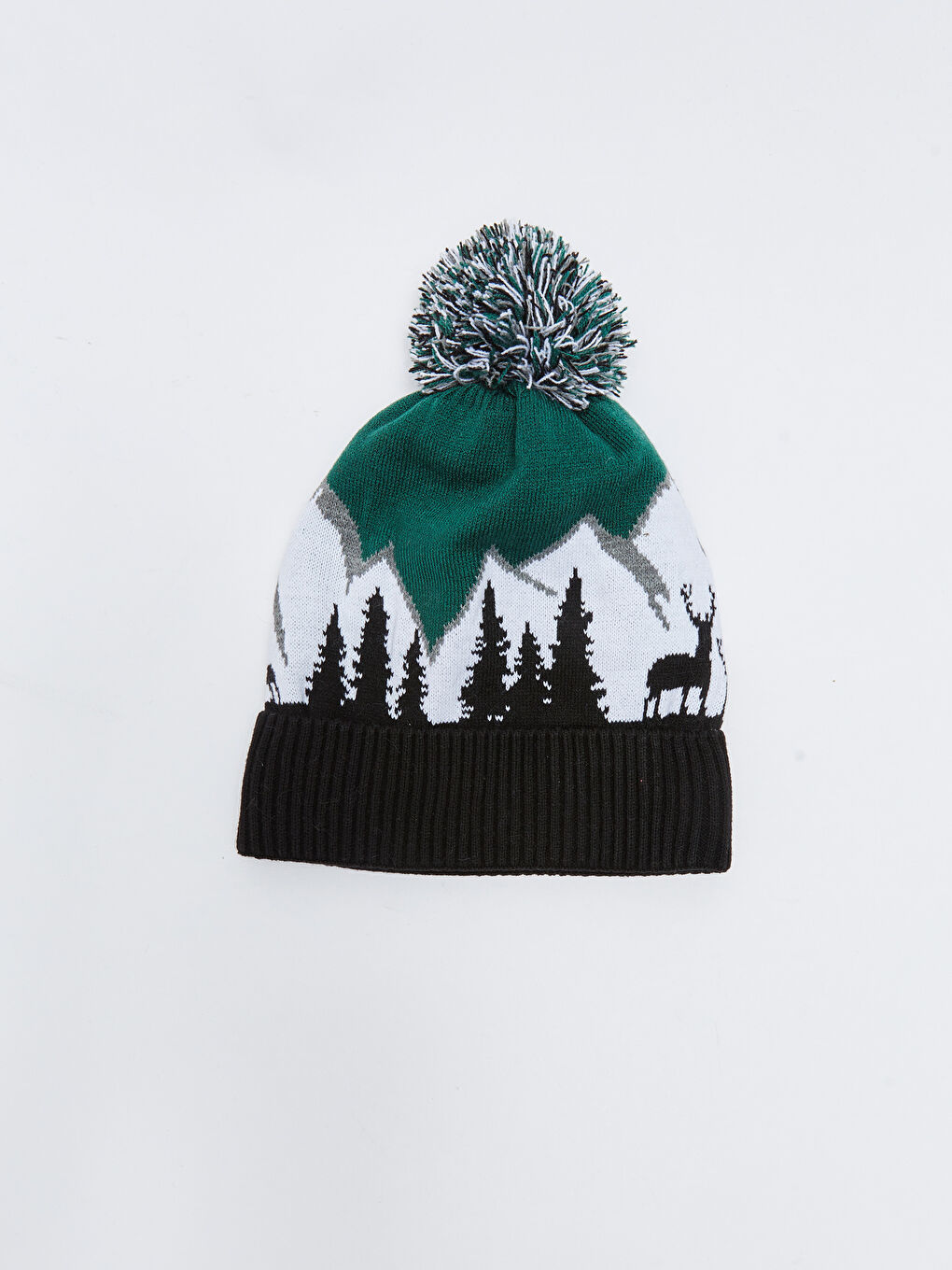 Karışık Ponpon Detaylı Desenli Erkek Bere