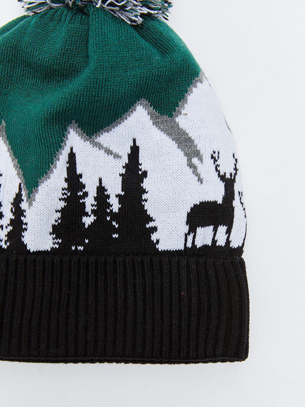 Karışık Ponpon Detaylı Desenli Erkek Bere-2