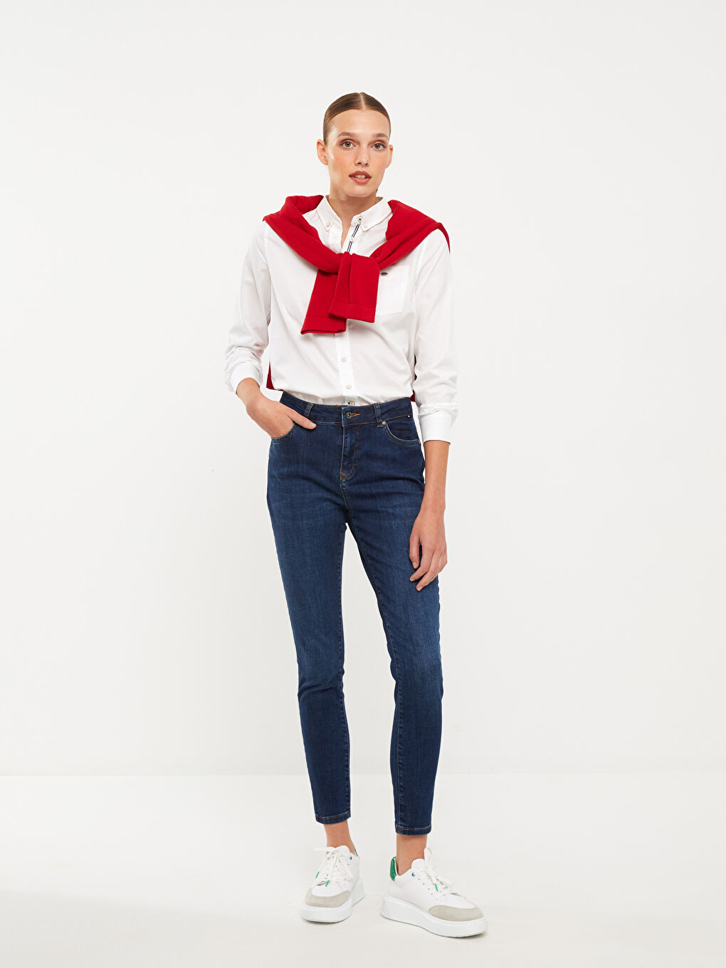 Women's Slim Fit Regular Denim Trousers-3