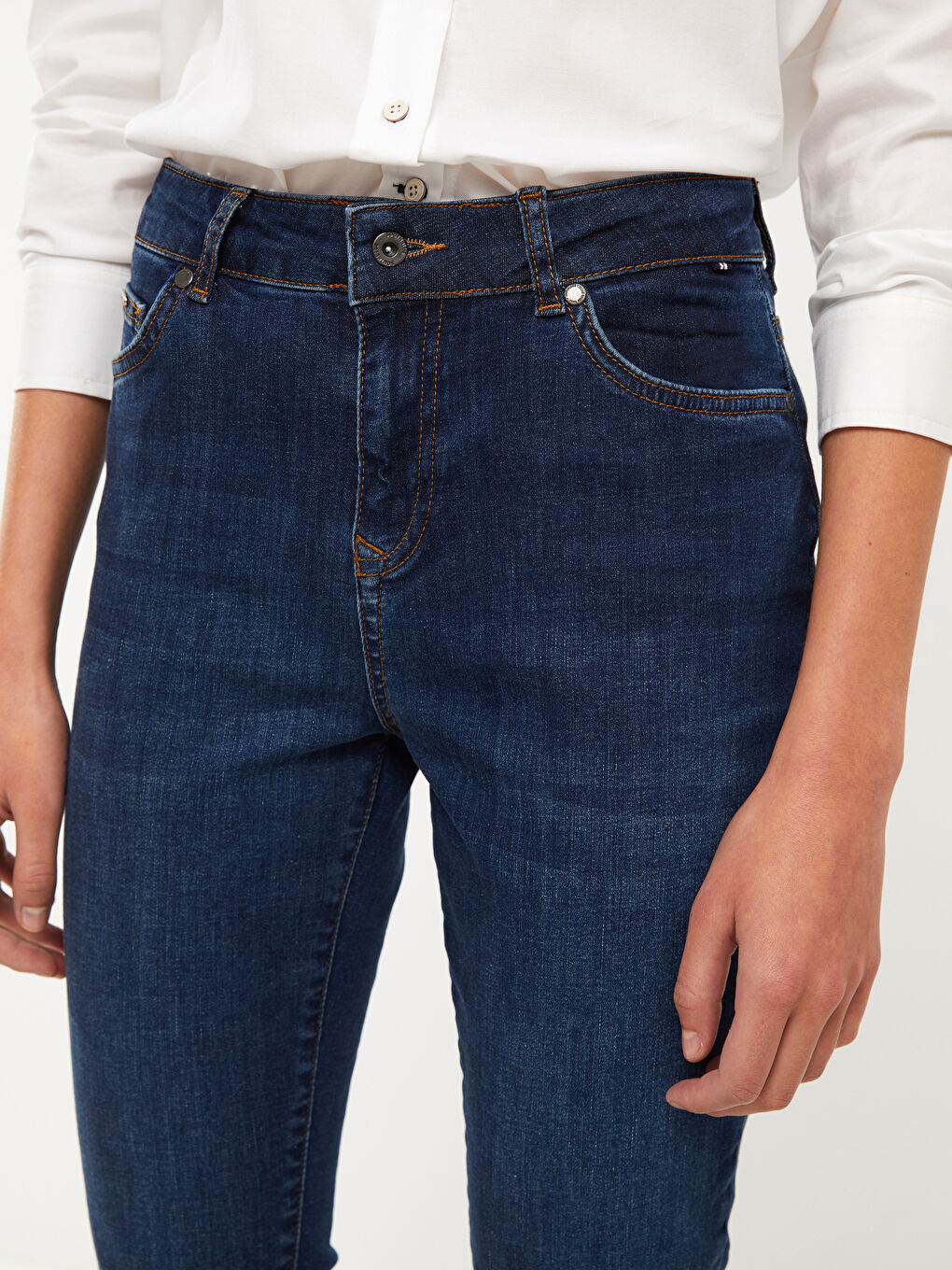 Women's Slim Fit Regular Denim Trousers-4