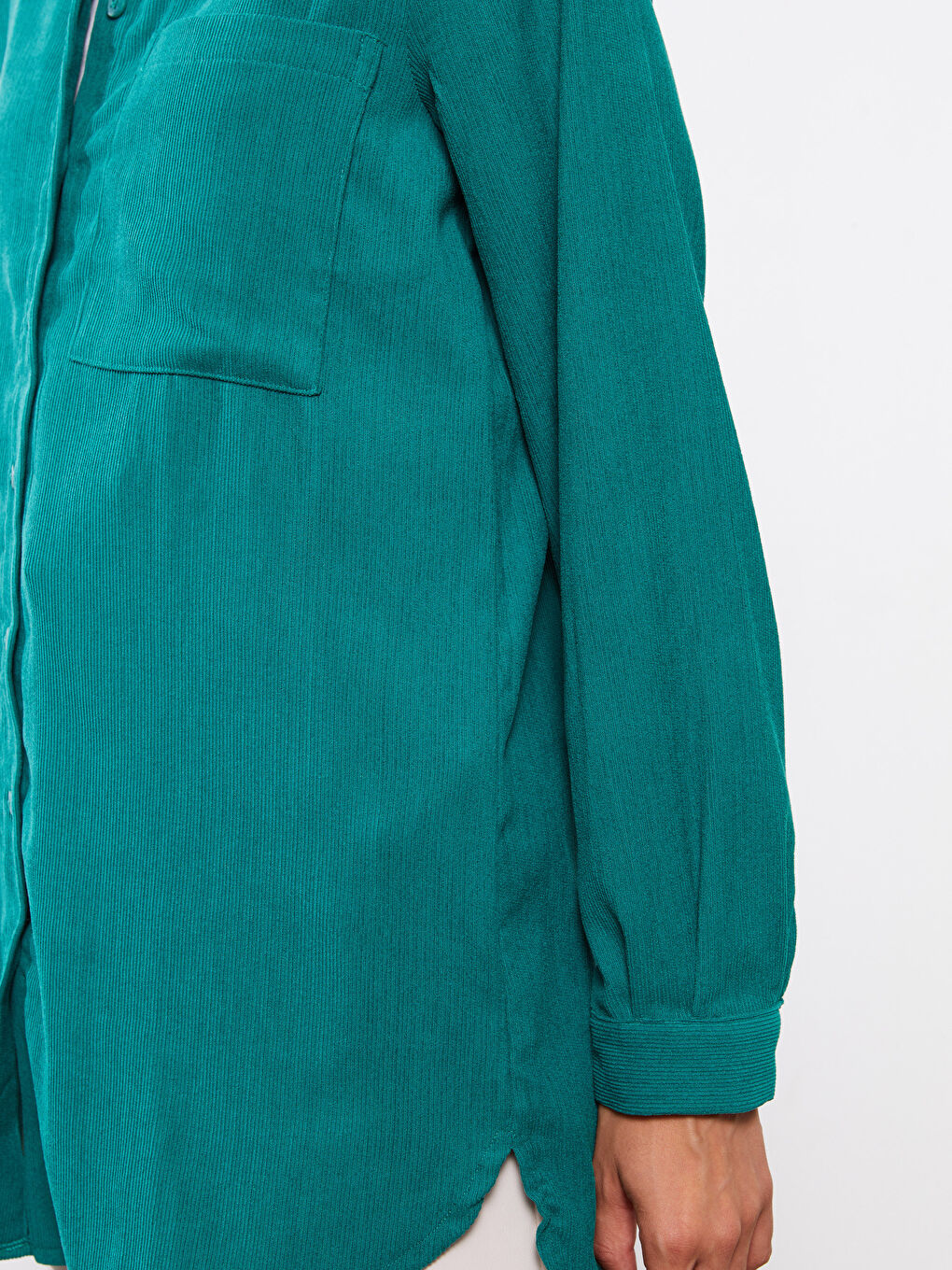 Yeşil Kadife Kadın Gömlek Tunik-3