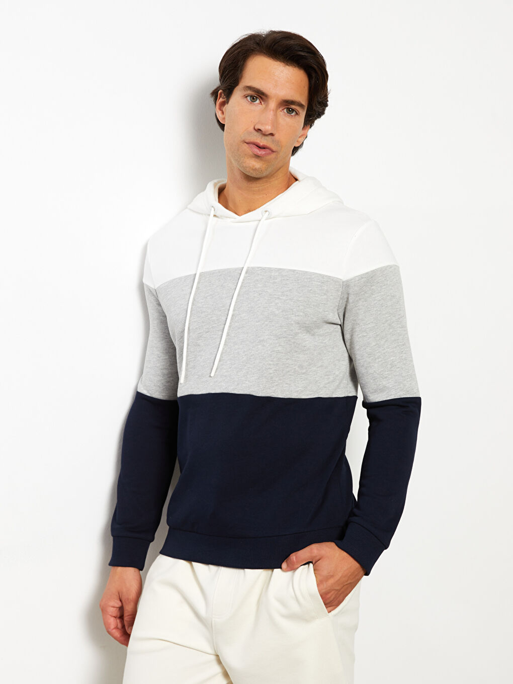 Худи Мужское Толстое С Длинным Рукавом И Цветными Блоками