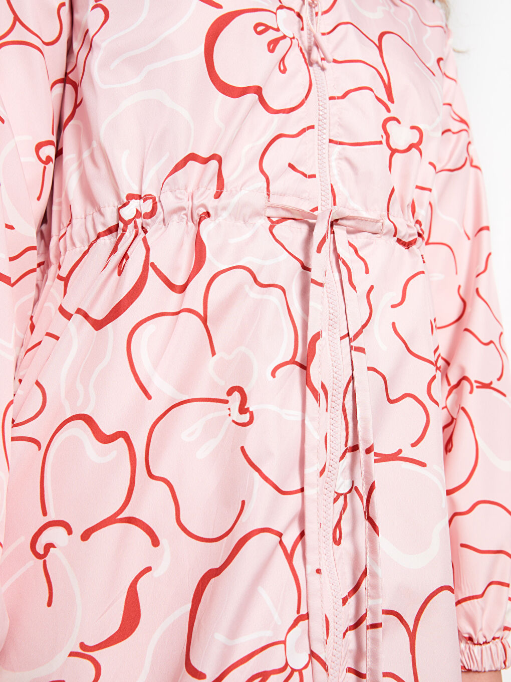 Pembe Kapüşonlu Çiçekli Uzun Kollu Kadın Tunik-3